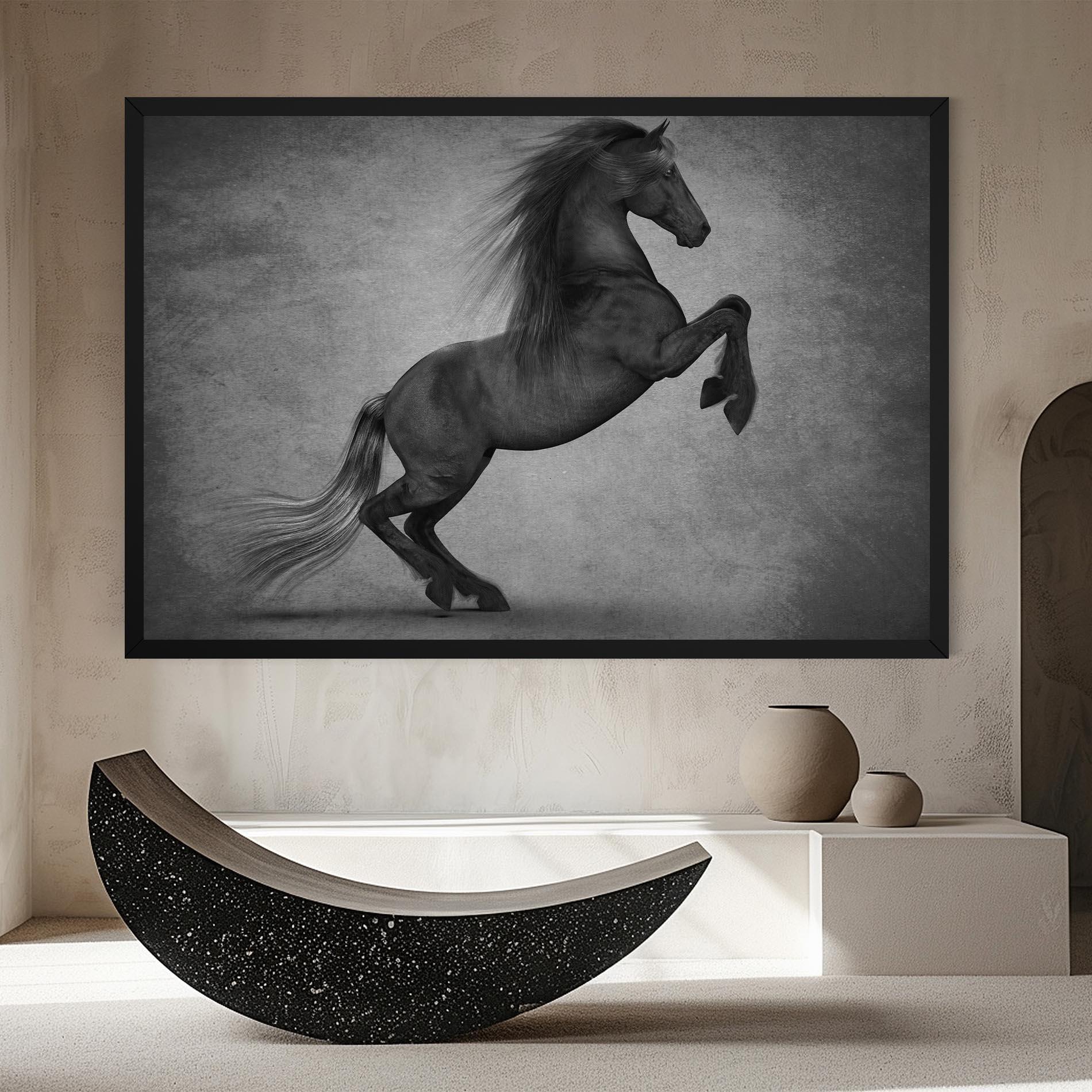 Vászonkép Black Horse Jumping mockup 8