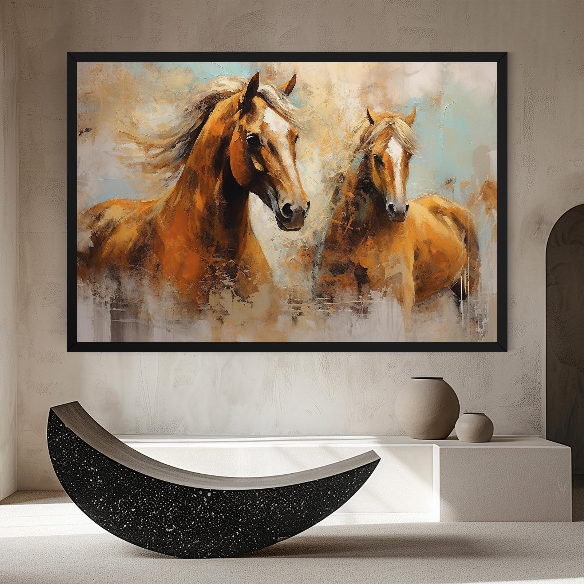 Vászonkép Brown Horses Staying mockup 8