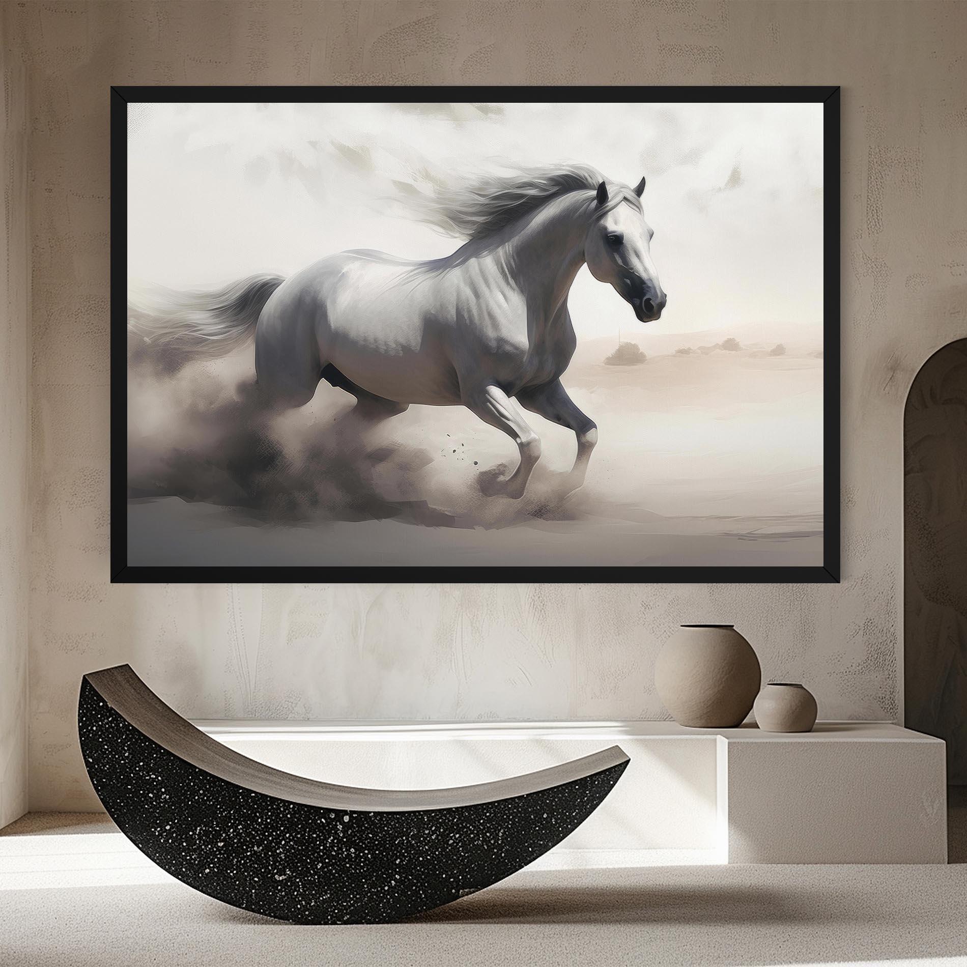 Vászonkép Light Grey Horse Galloping mockup 8
