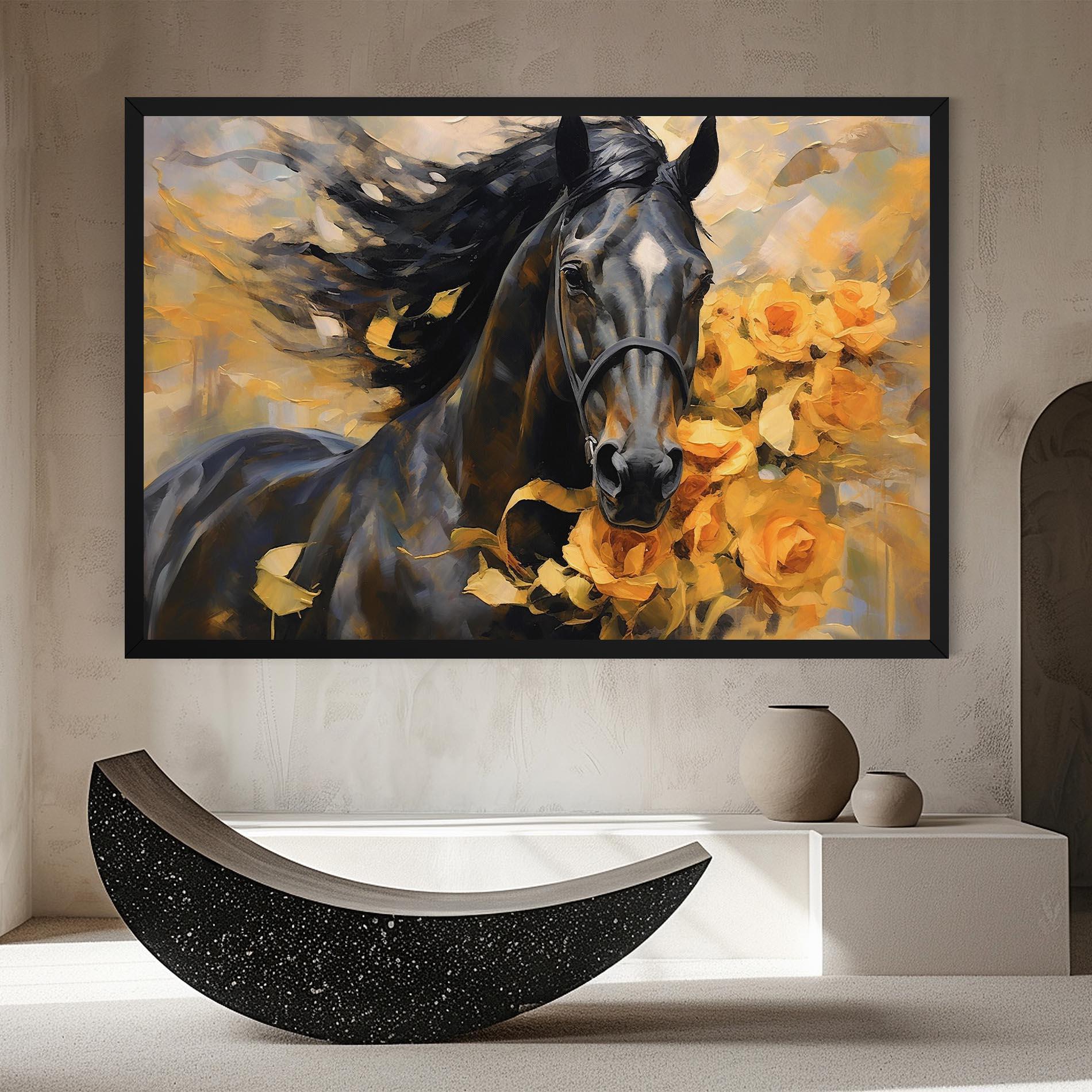 Vászonkép Yellow Roses Horse mockup 8