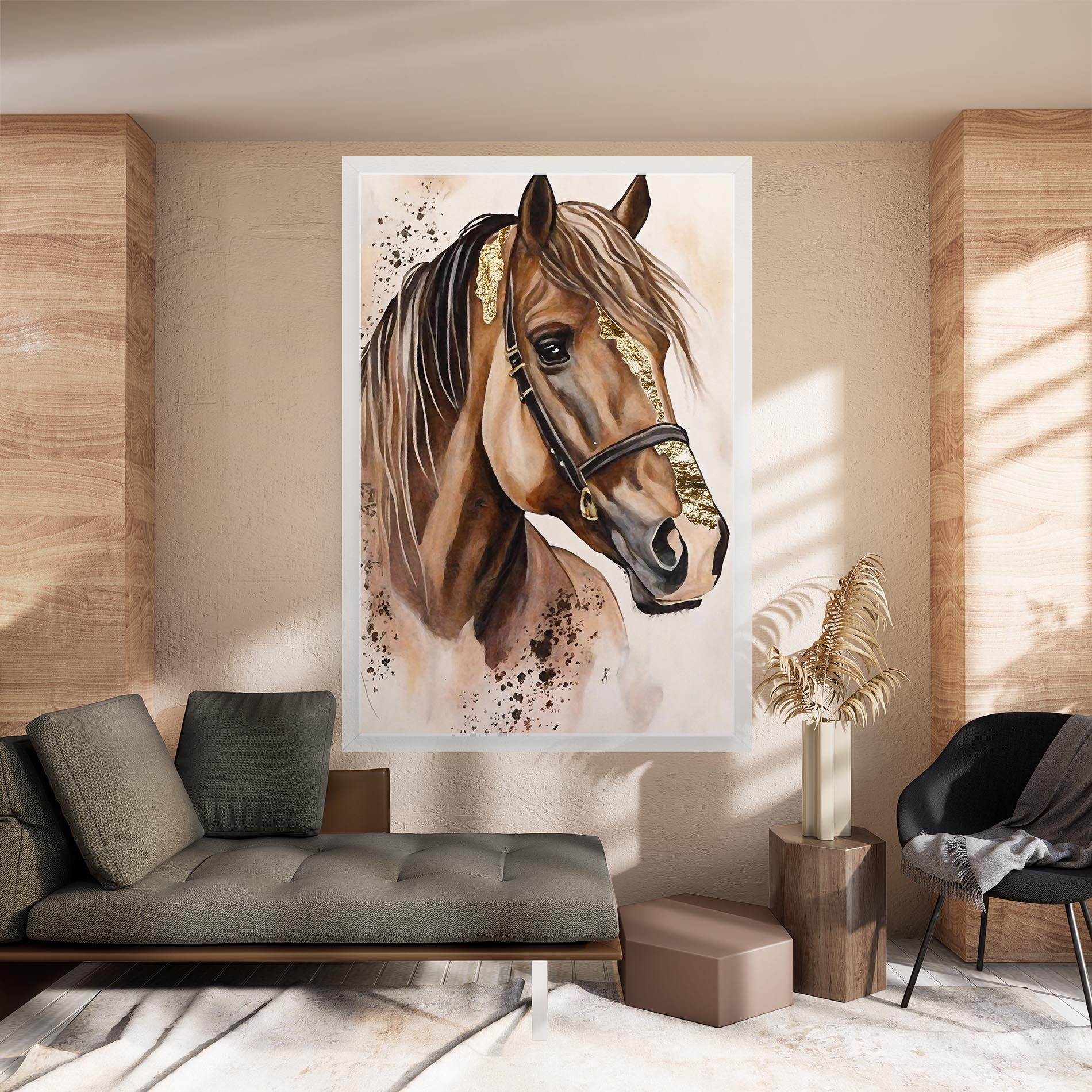 Vászonkép Gold Horse Painting mockup 8