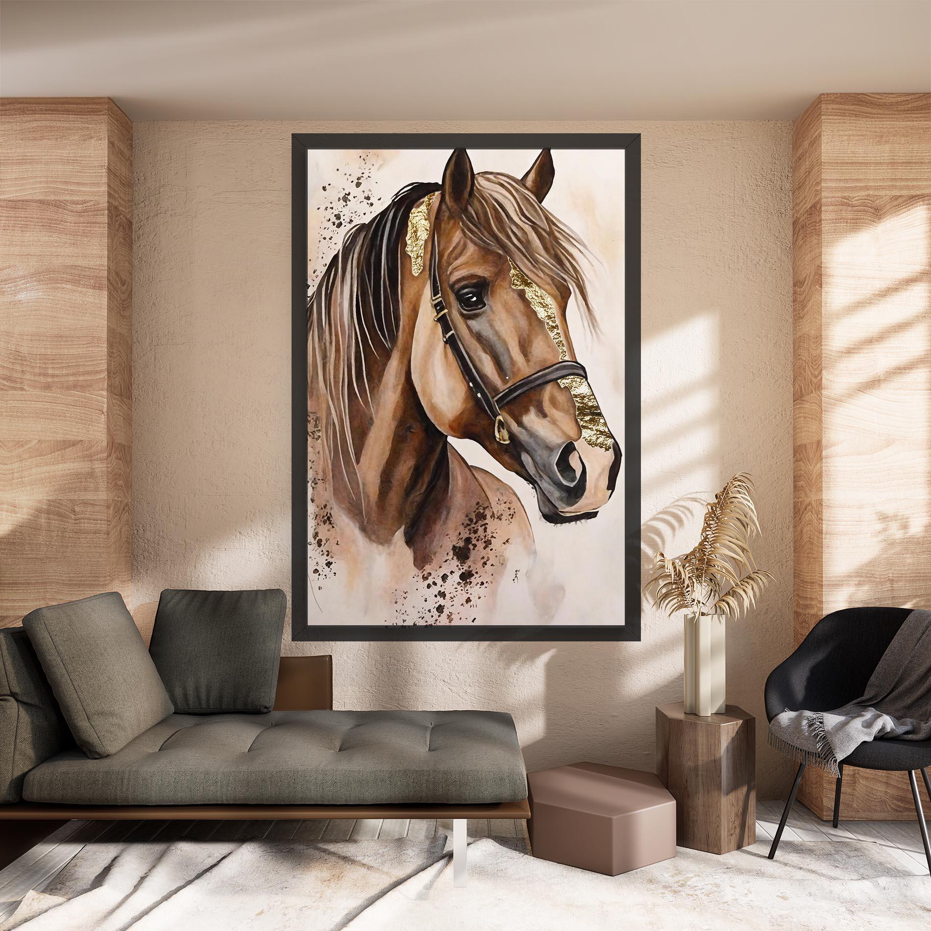 Vászonkép Gold Horse Painting mockup 8