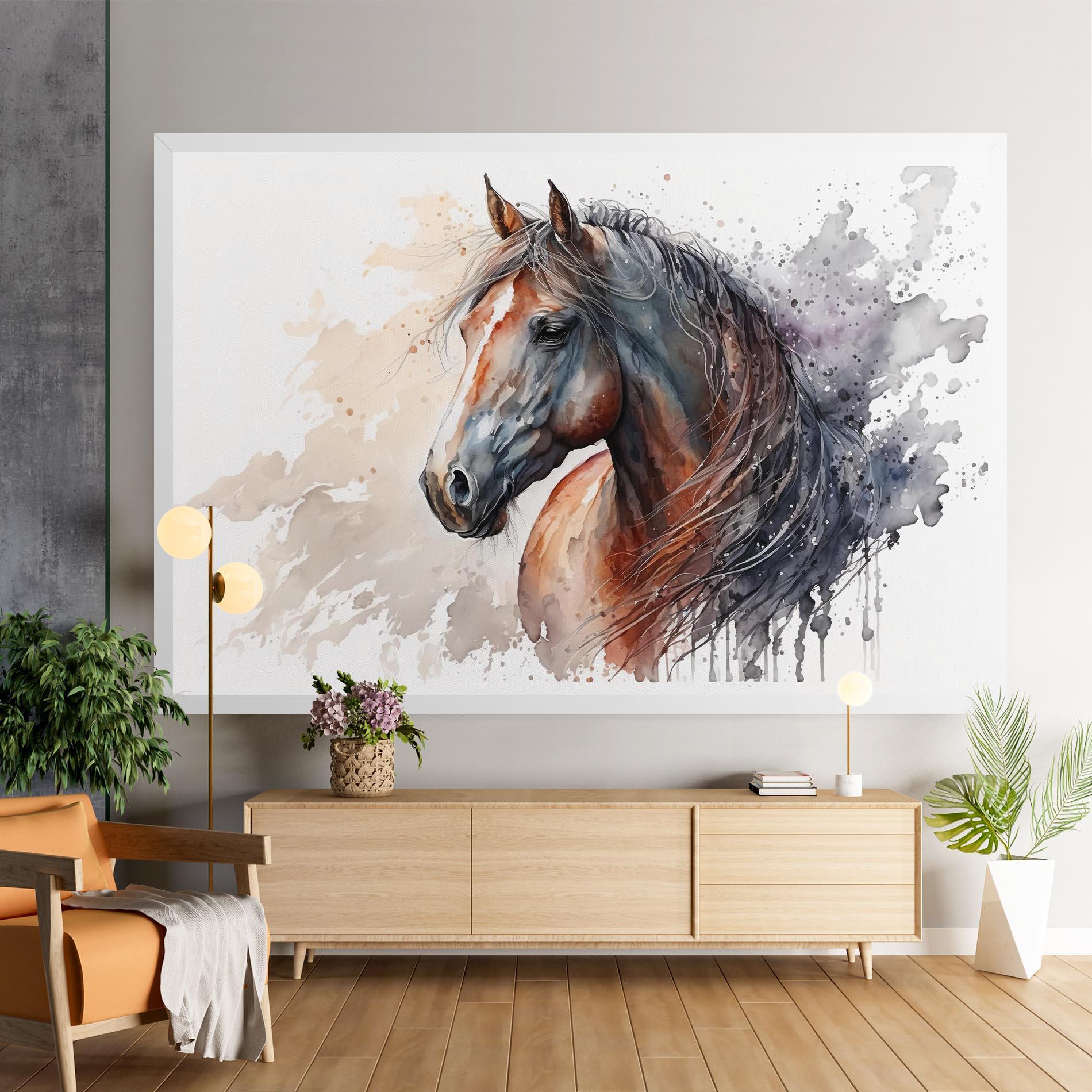 Vászonkép Black Brown Horse Painting mockup 9