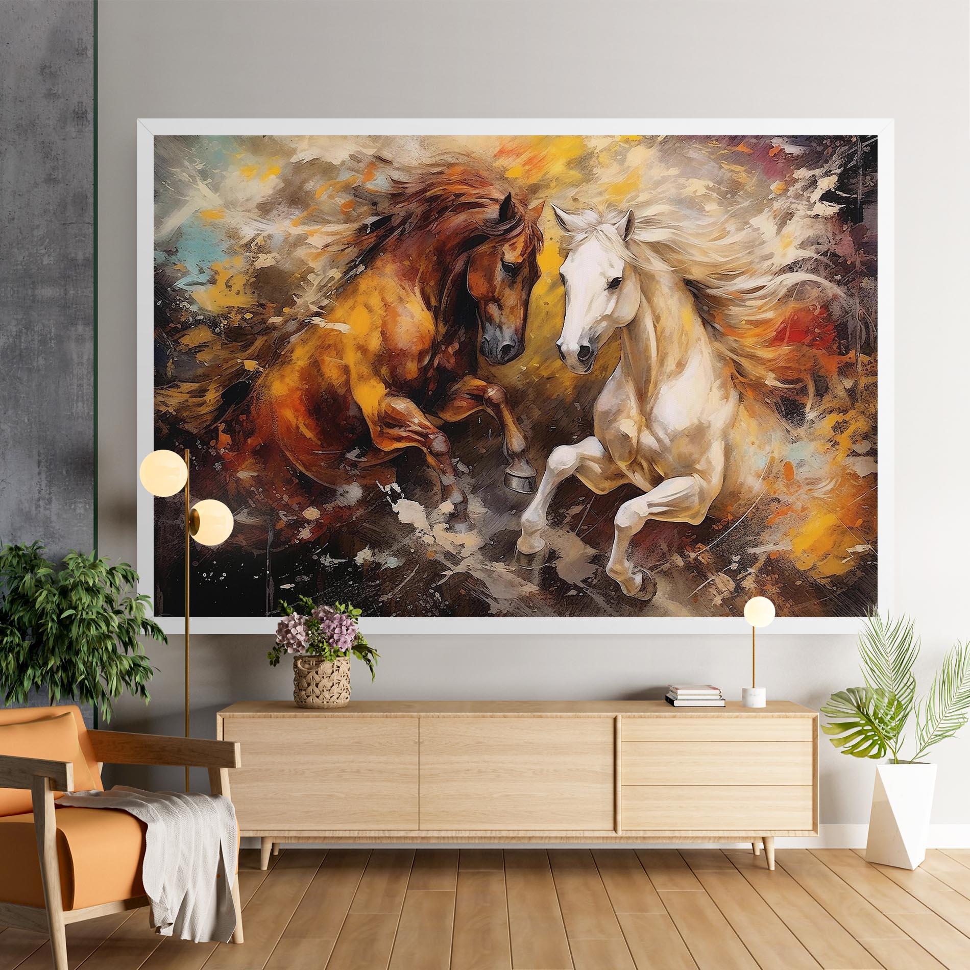 Vászonkép Brown White Horses mockup 9