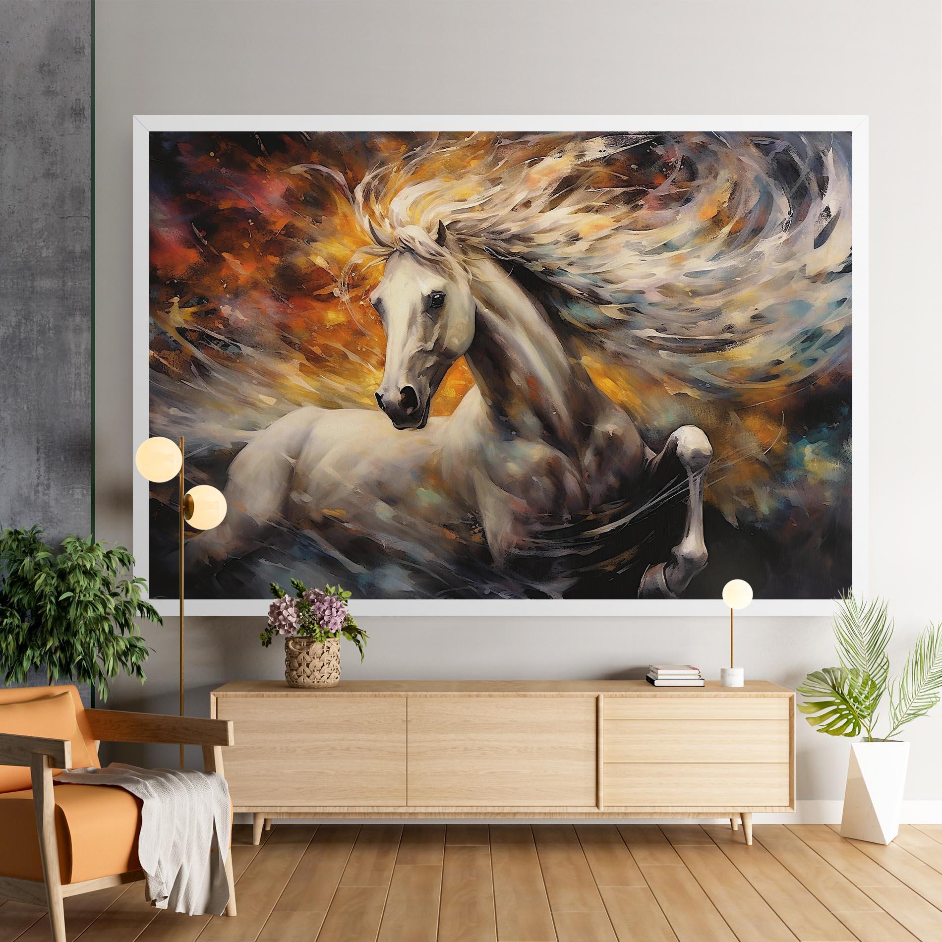 Vászonkép White Horse Painting mockup 9