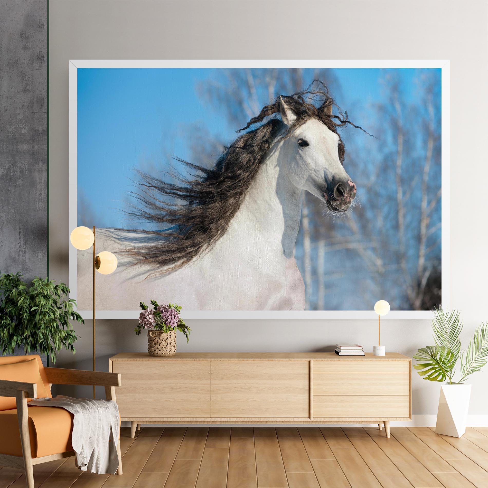 Vászonkép Wild Black Hair Horse mockup 9