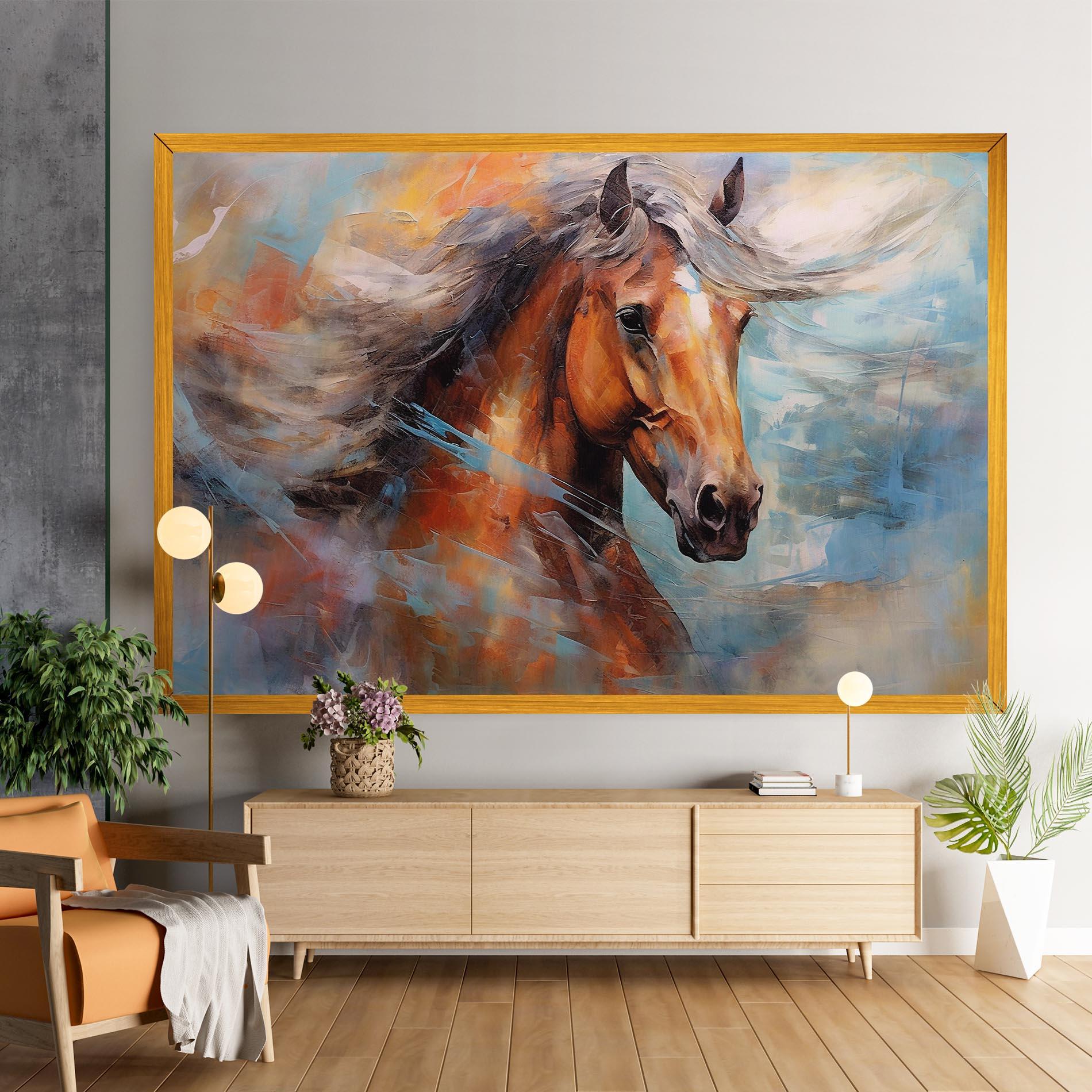 Vászonkép Beautiful Brown Horse mockup 9