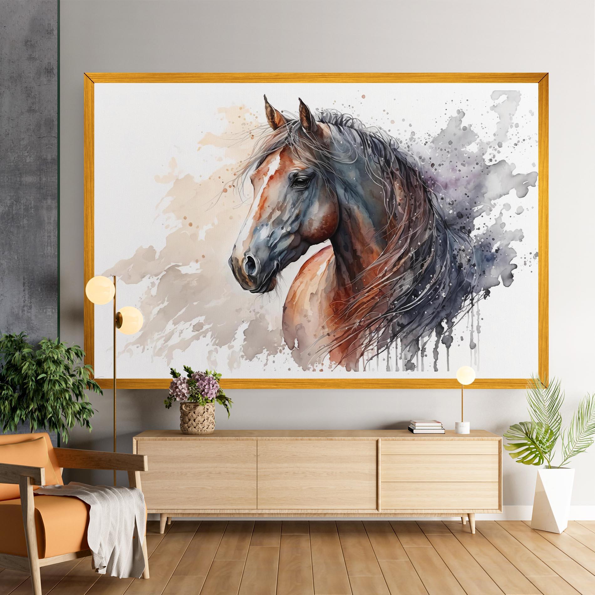 Vászonkép Black Brown Horse Painting mockup 9