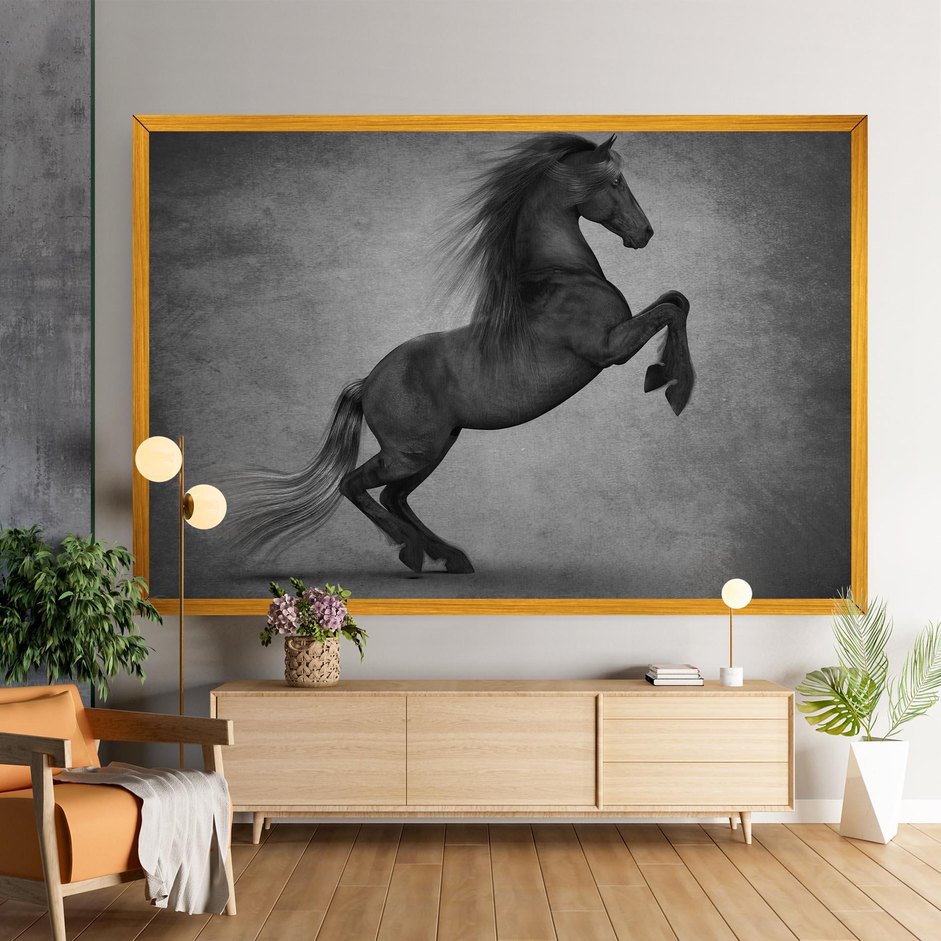 Vászonkép Black Horse Jumping mockup 9