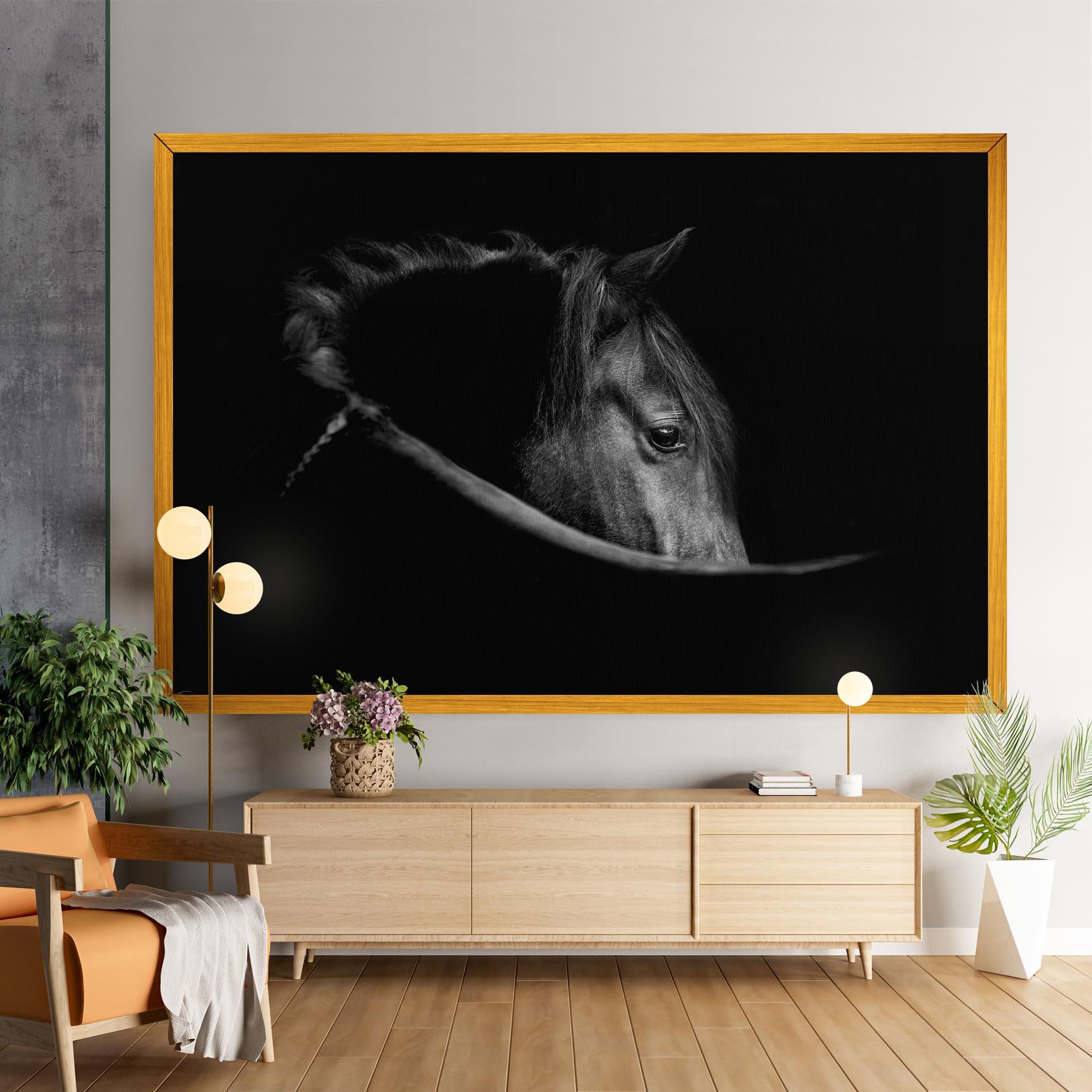 Vászonkép Black Horse Looking mockup 9