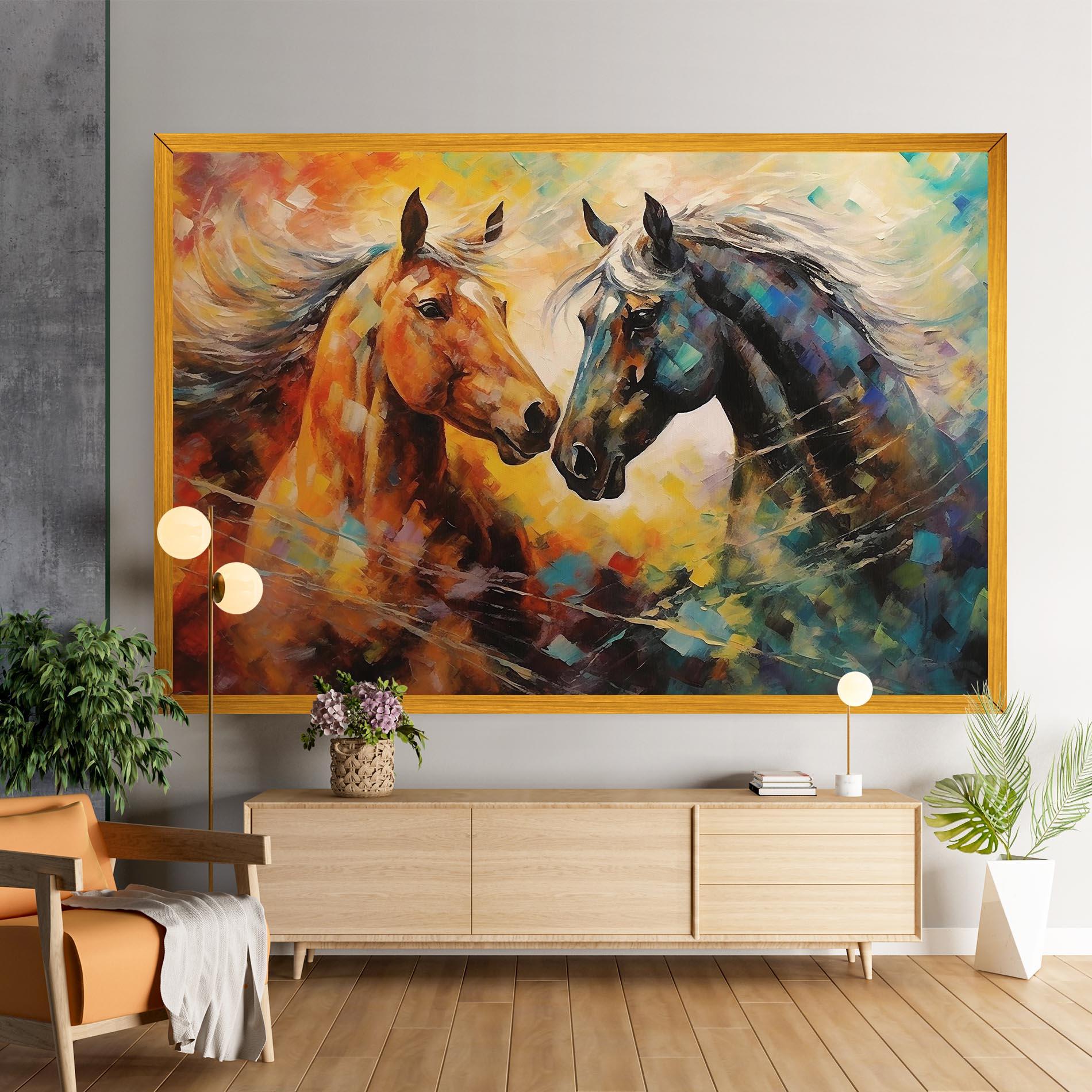 Vászonkép Brown Black Horses mockup 9