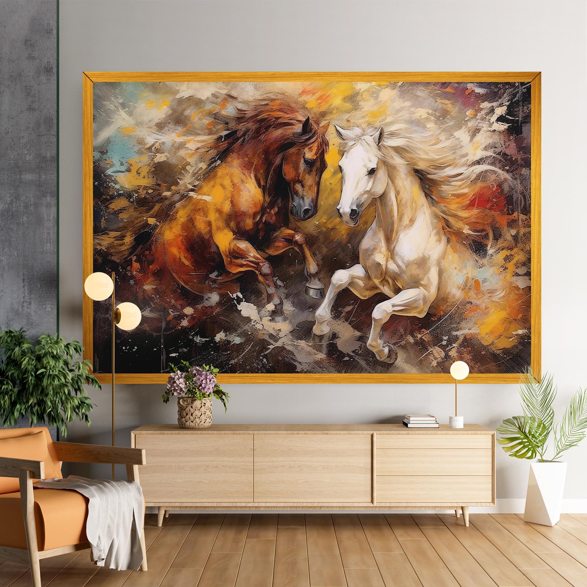 Vászonkép Brown White Horses mockup 9