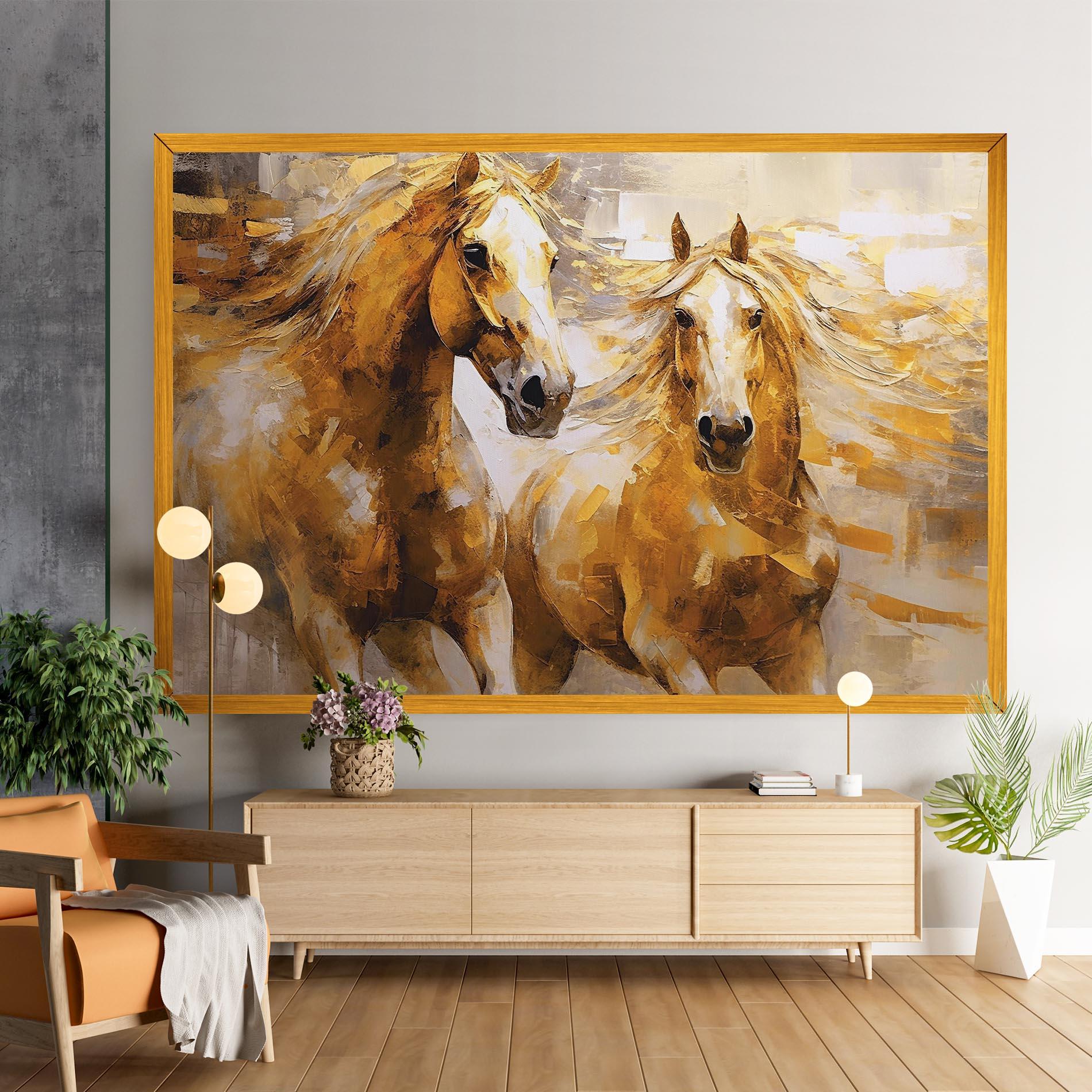 Vászonkép Golden Brown Horses mockup 9