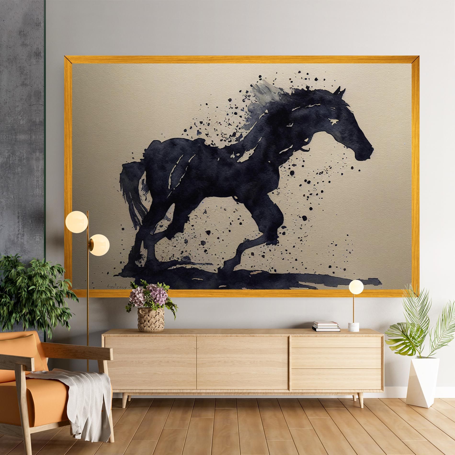 Watercolor Black Horse mockup 9
