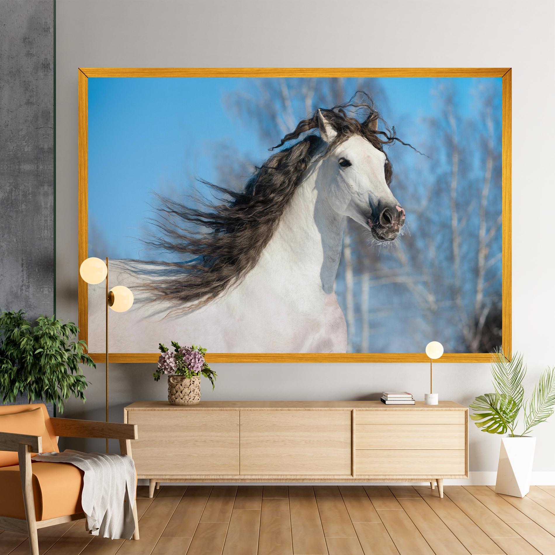 Vászonkép Wild Black Hair Horse mockup 9