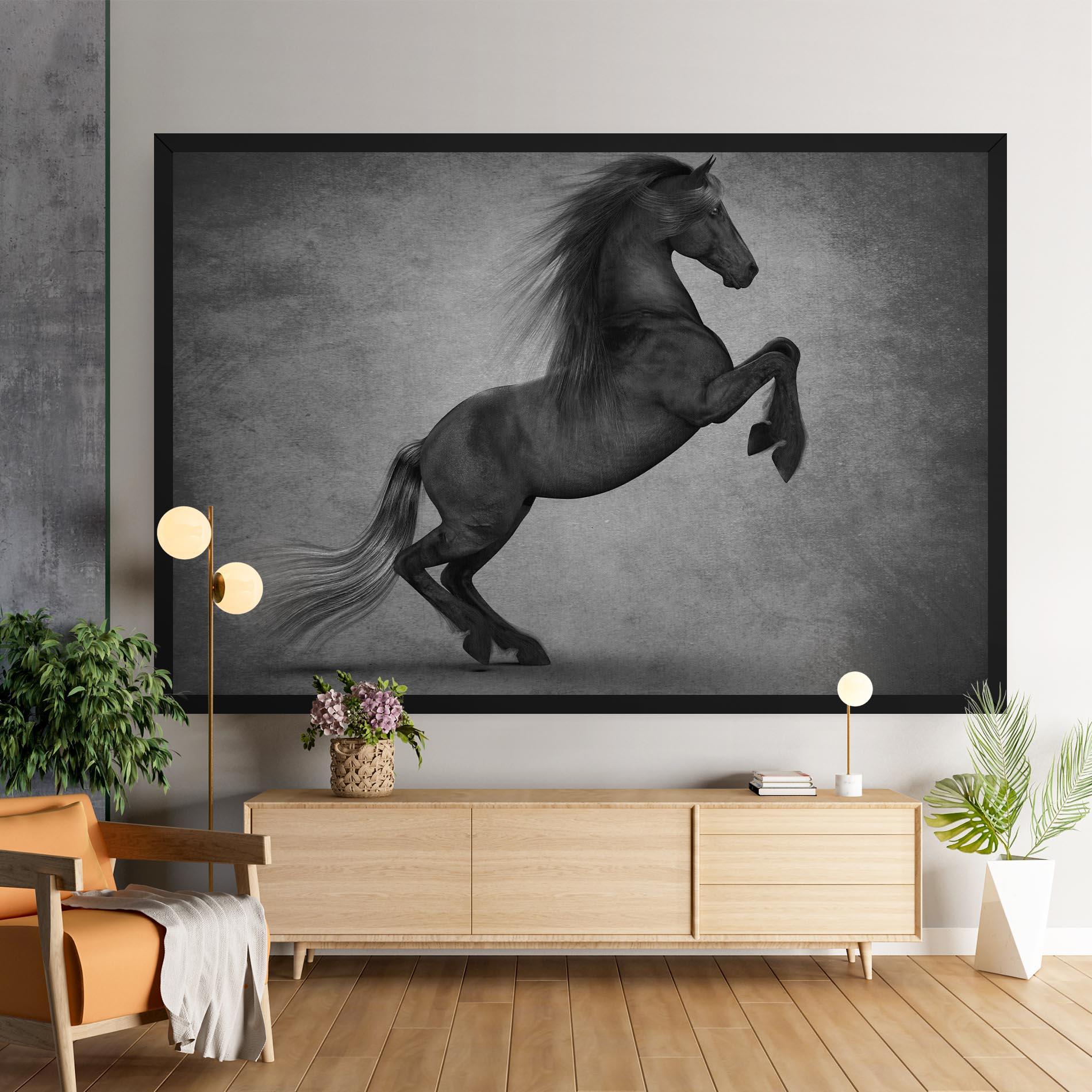 Vászonkép Black Horse Jumping mockup 9