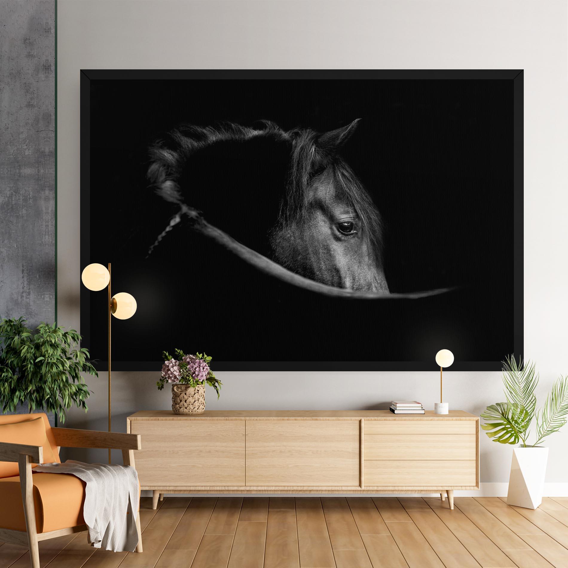 Vászonkép Black Horse Looking mockup 9