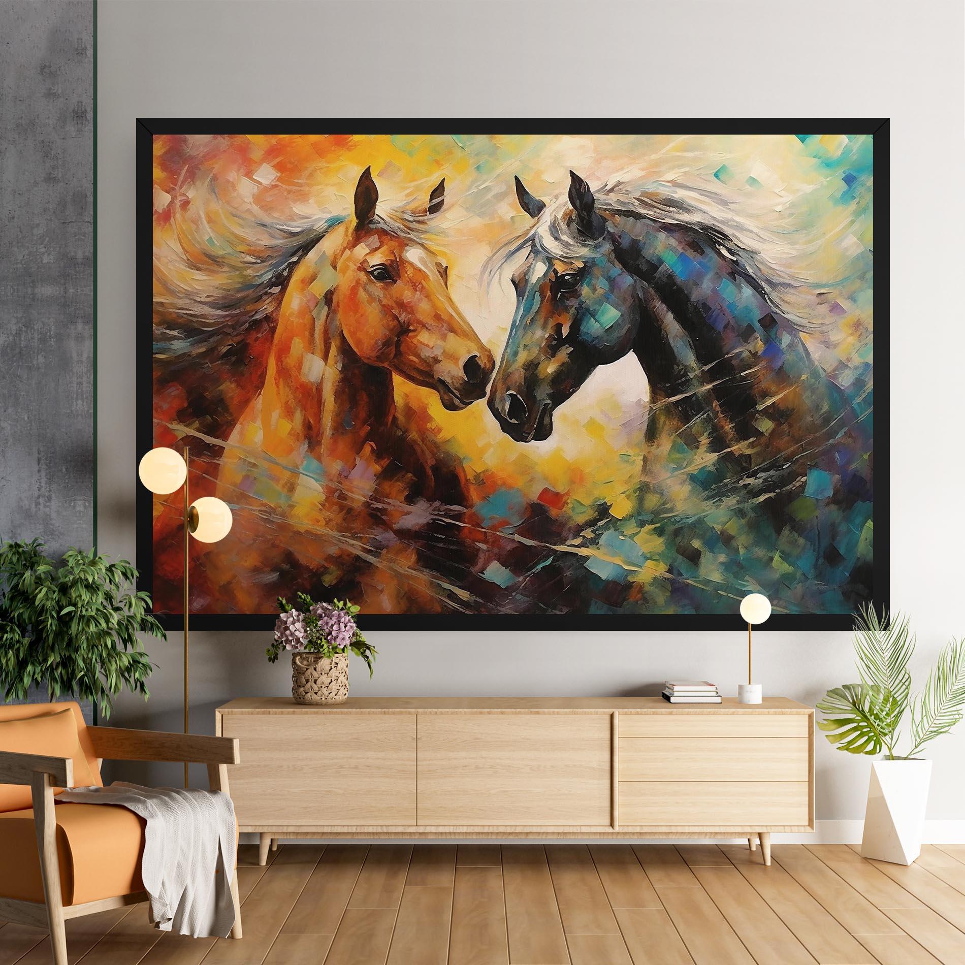 Vászonkép Brown Black Horses mockup 9
