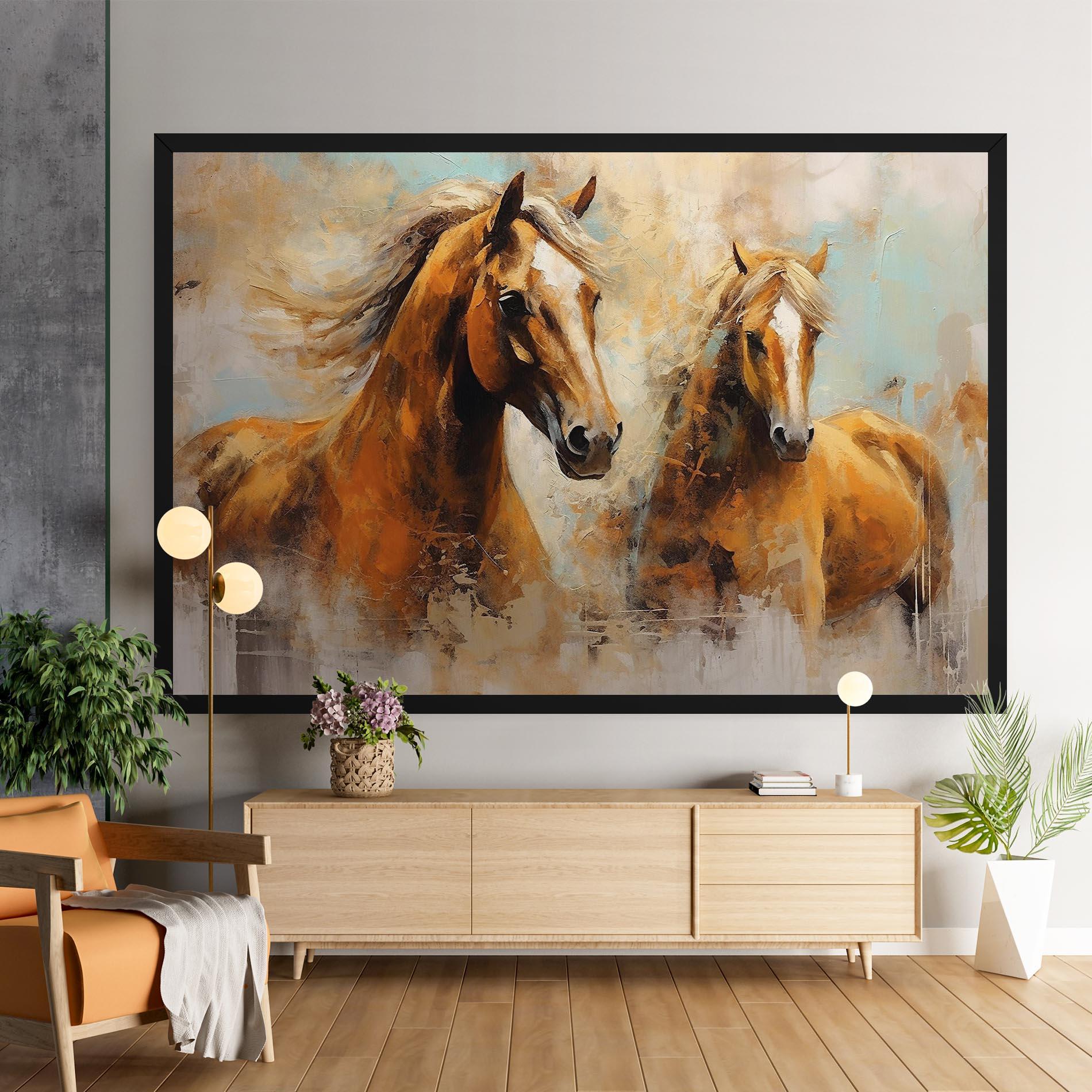 Vászonkép Brown Horses Staying mockup 9