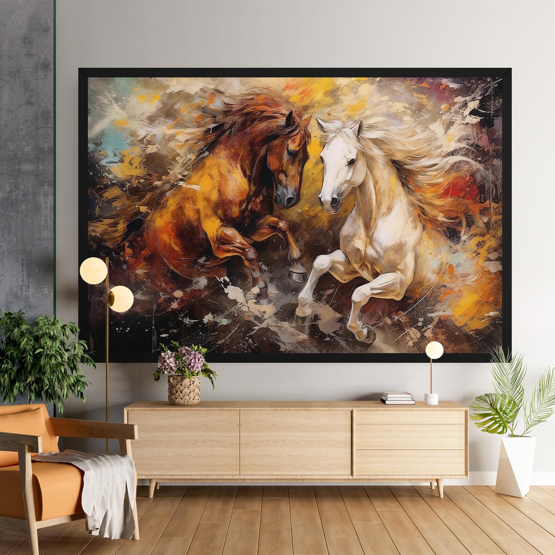 Vászonkép Brown White Horses mockup 9