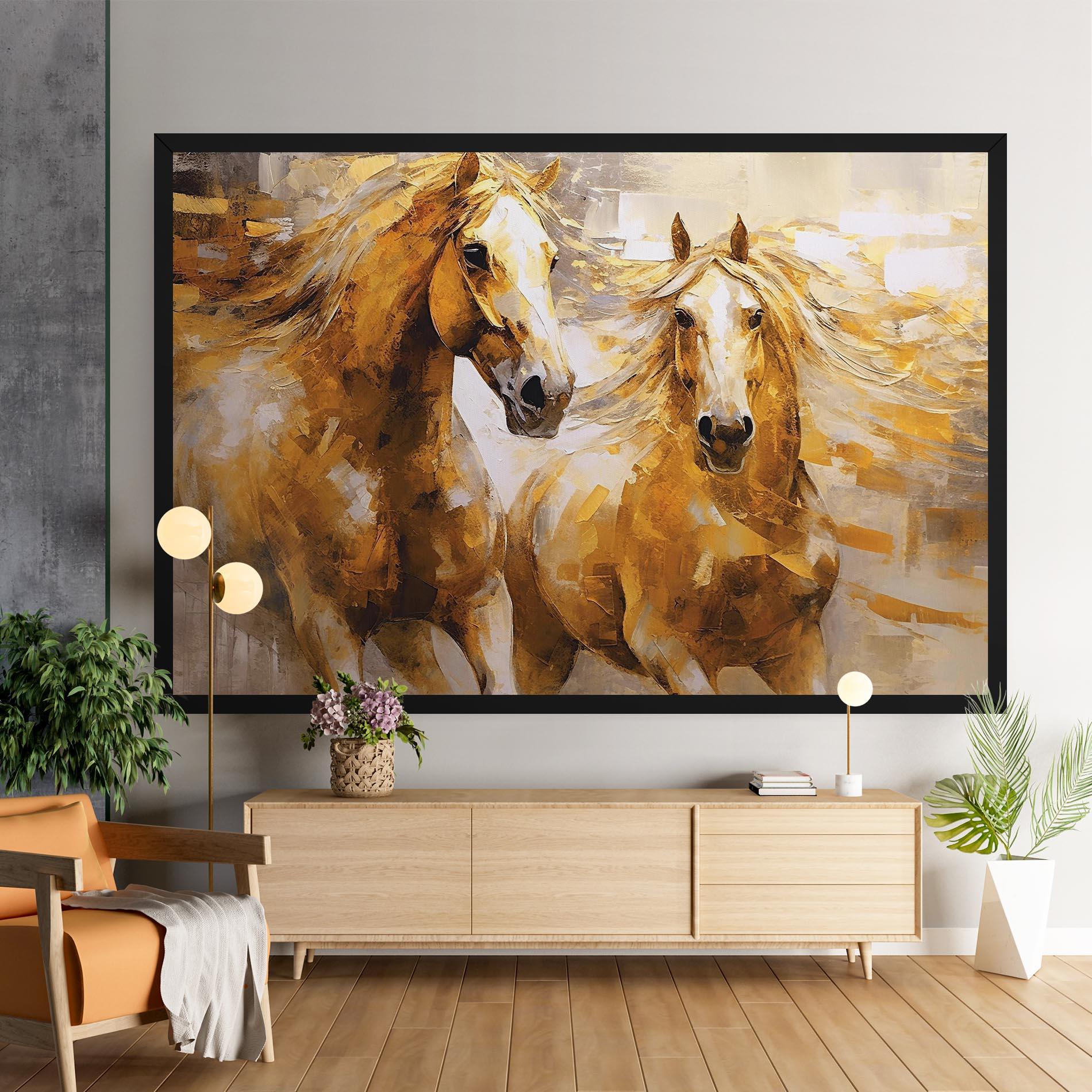 Vászonkép Golden Brown Horses mockup 9