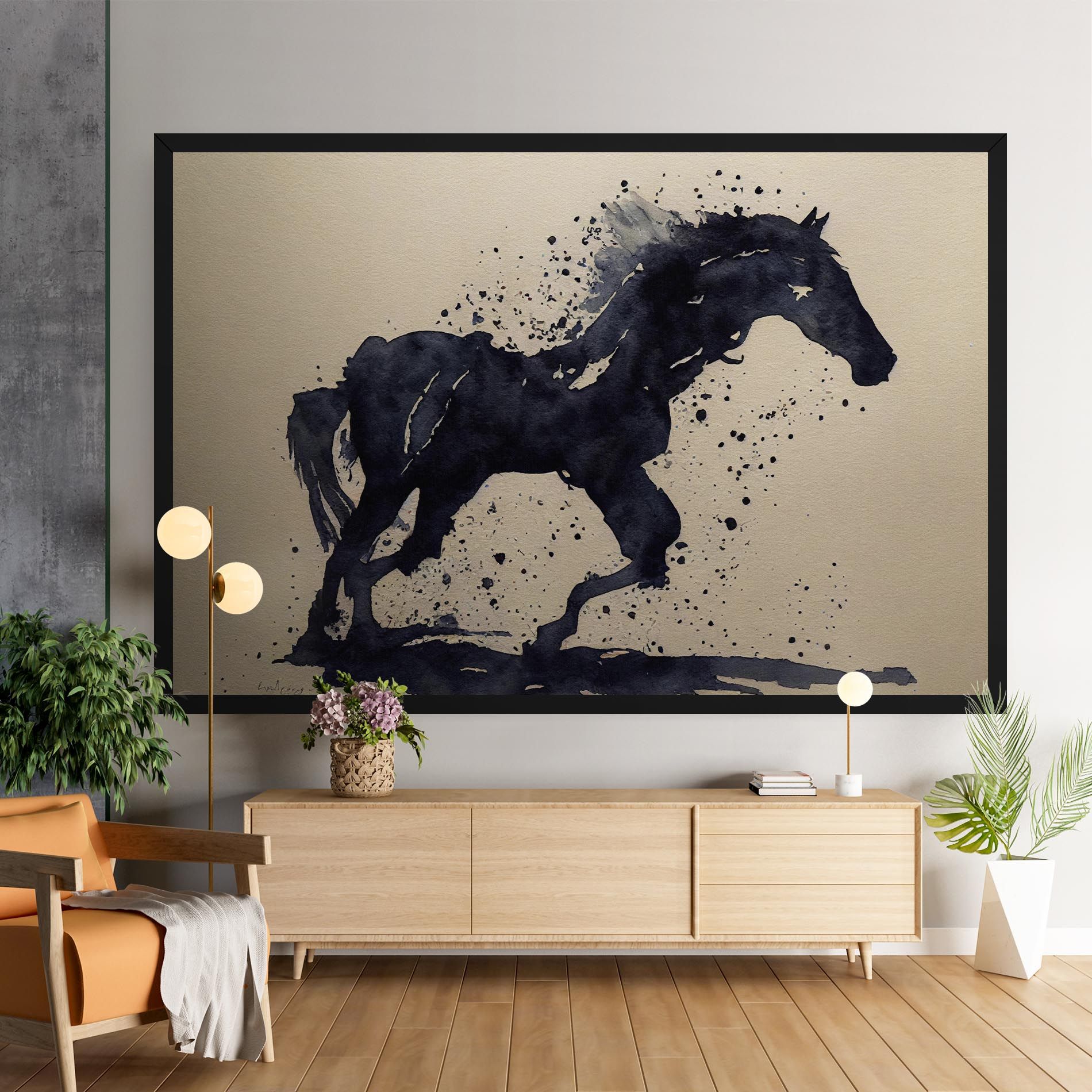 Watercolor Black Horse mockup 9