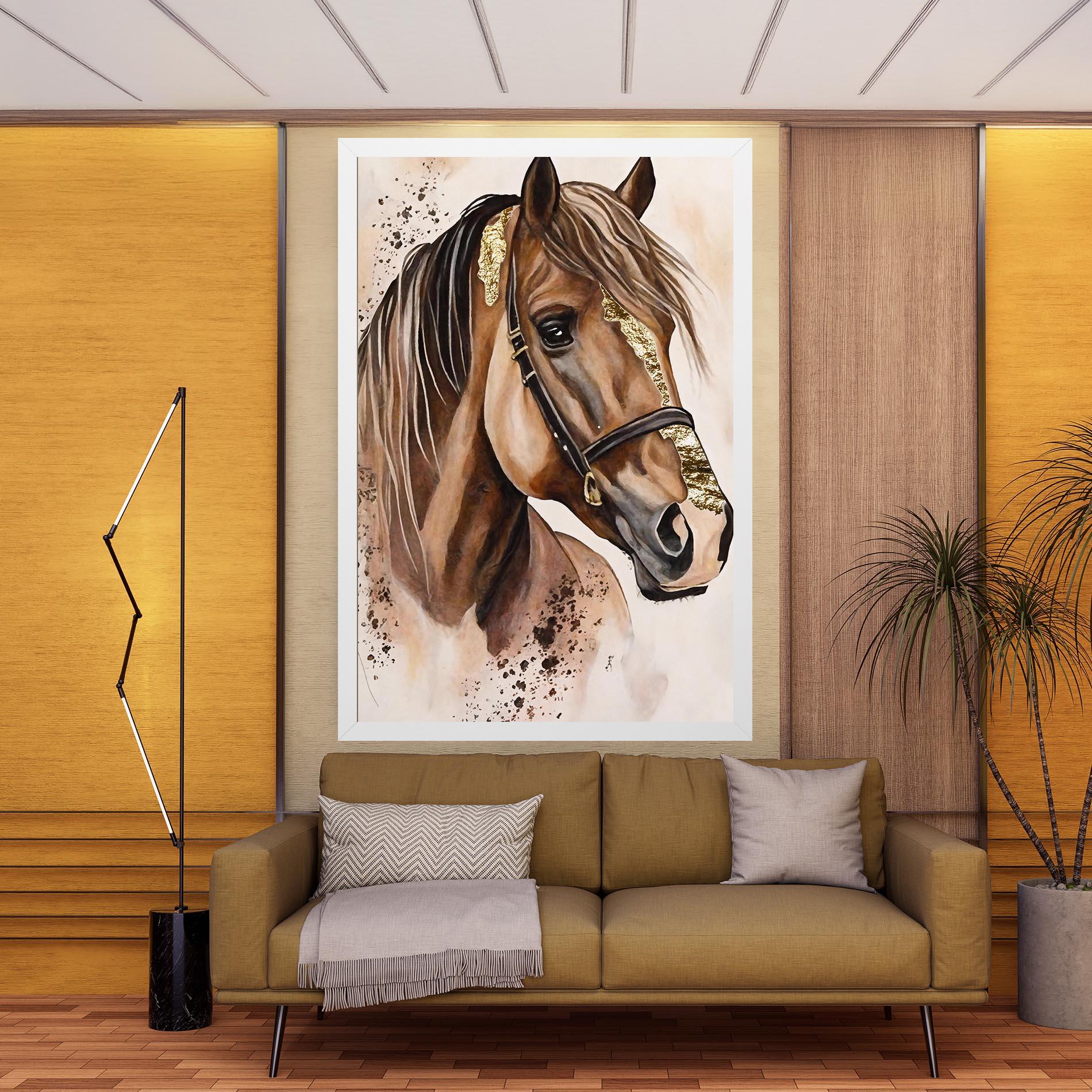 Vászonkép Gold Horse Painting mockup 9