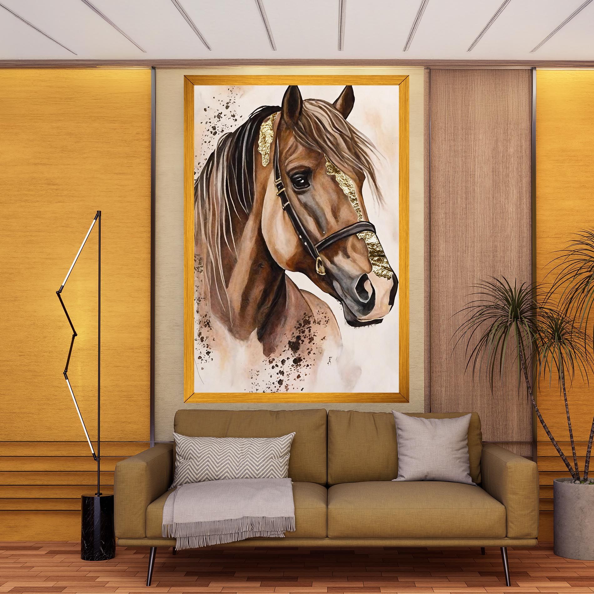 Gold Horse Painting mockup 9