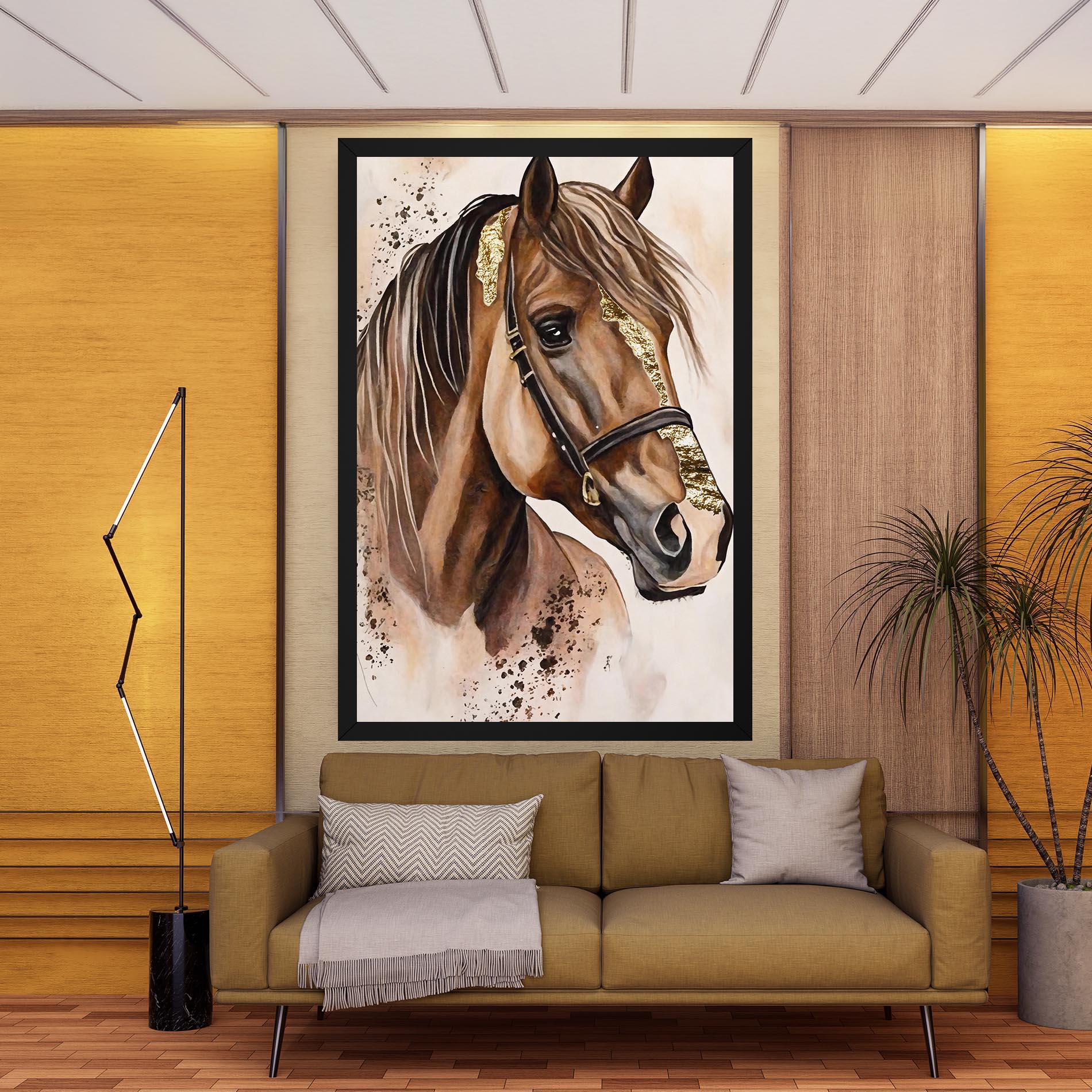 Vászonkép Gold Horse Painting mockup 9