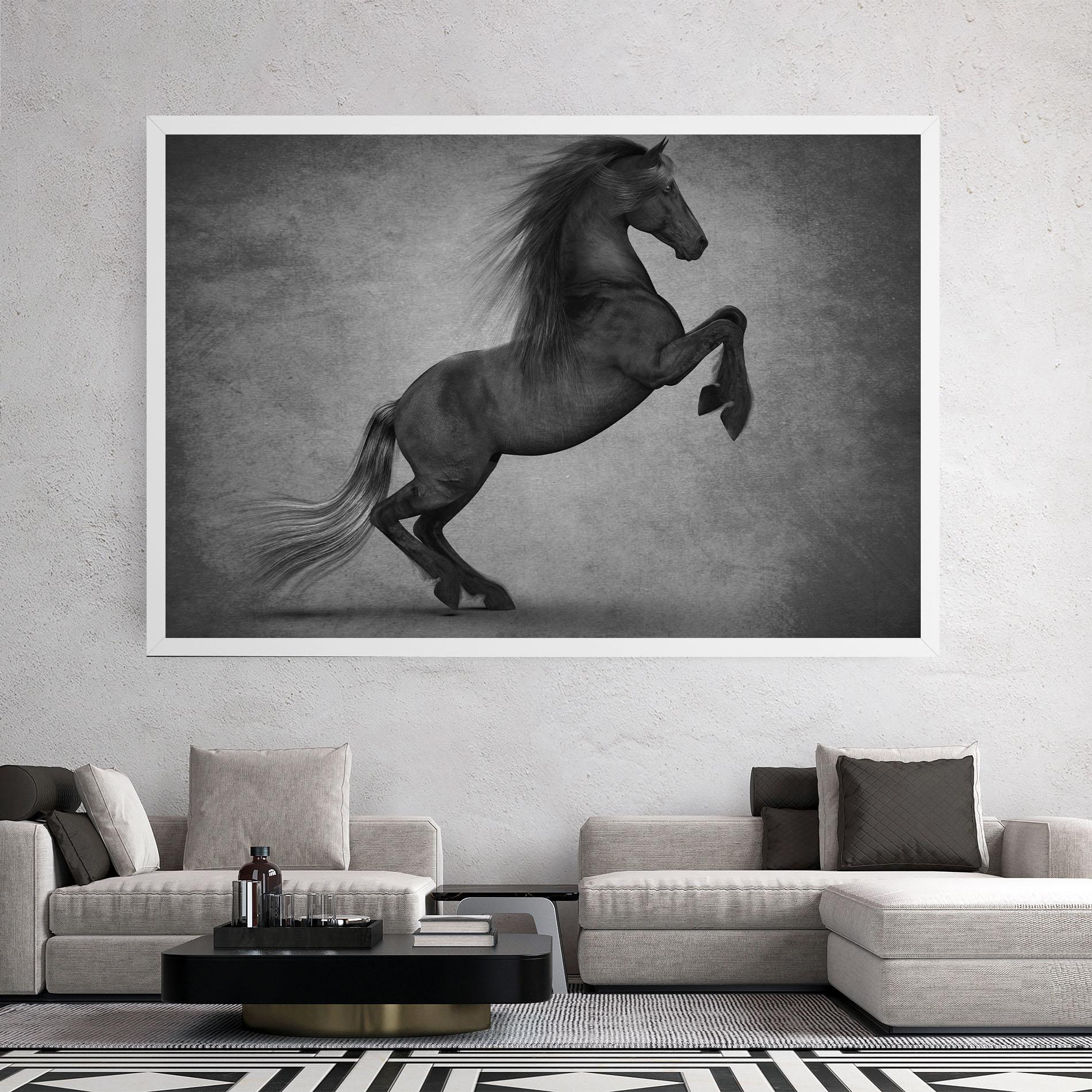 Vászonkép Black Horse Jumping mockup 2