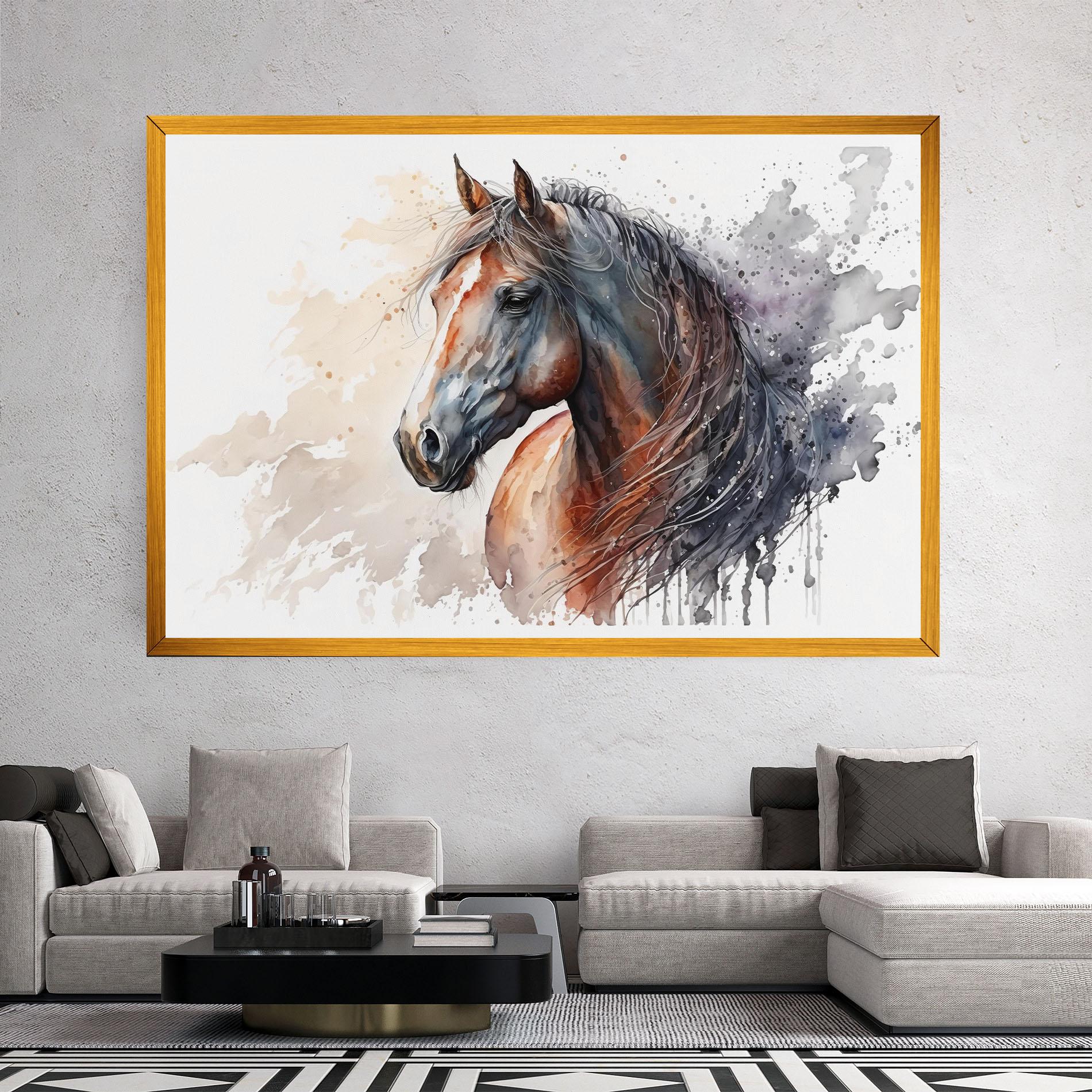 Vászonkép Black Brown Horse Painting mockup 2