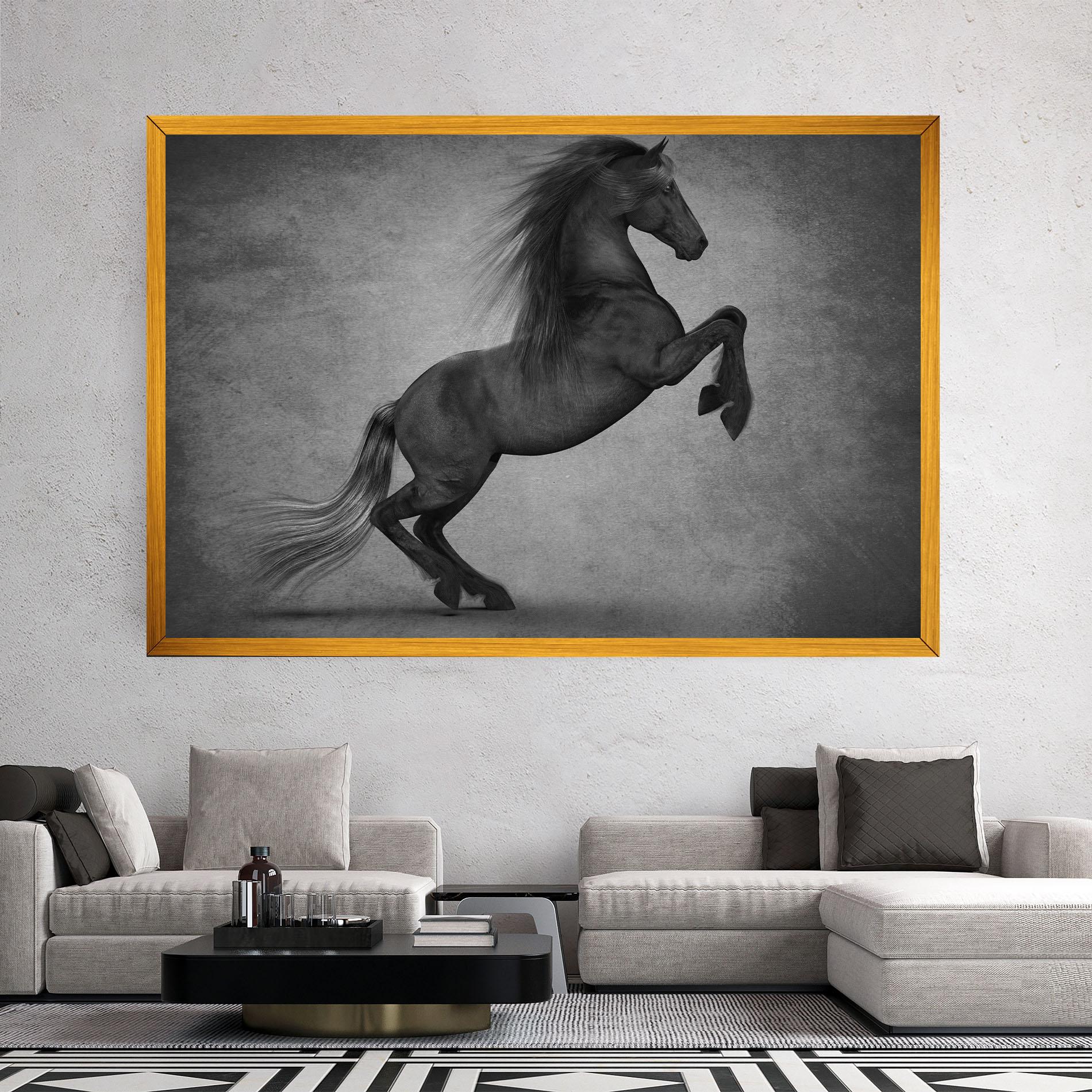 Vászonkép Black Horse Jumping mockup 2