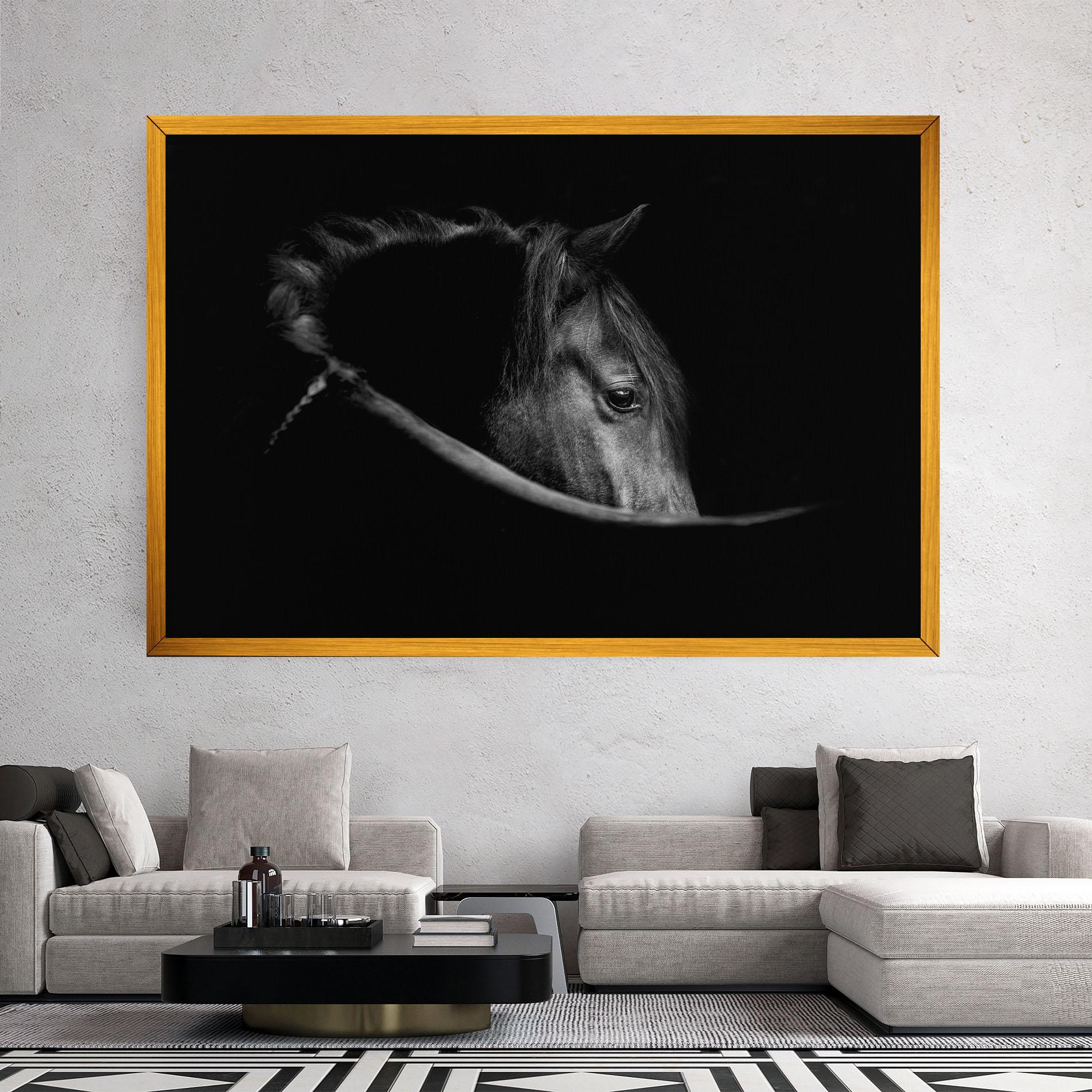 Vászonkép Black Horse Looking mockup 2