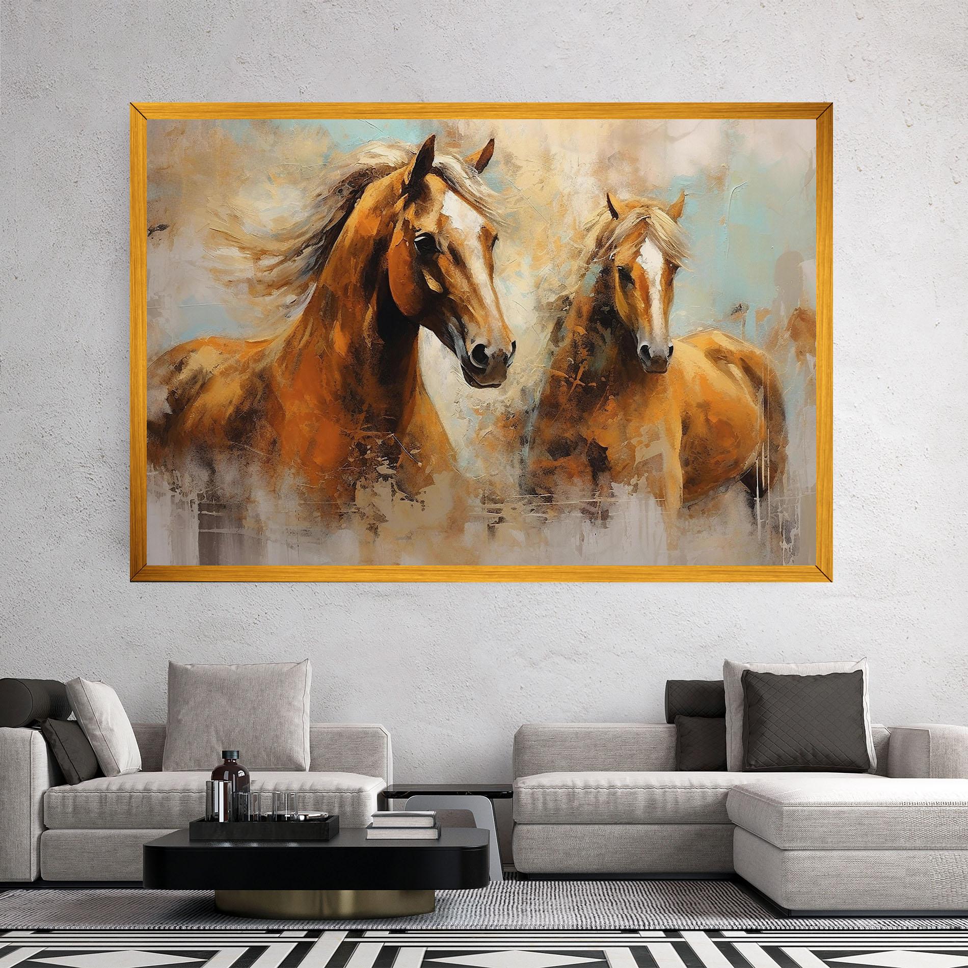 Vászonkép Brown Horses Staying mockup 2