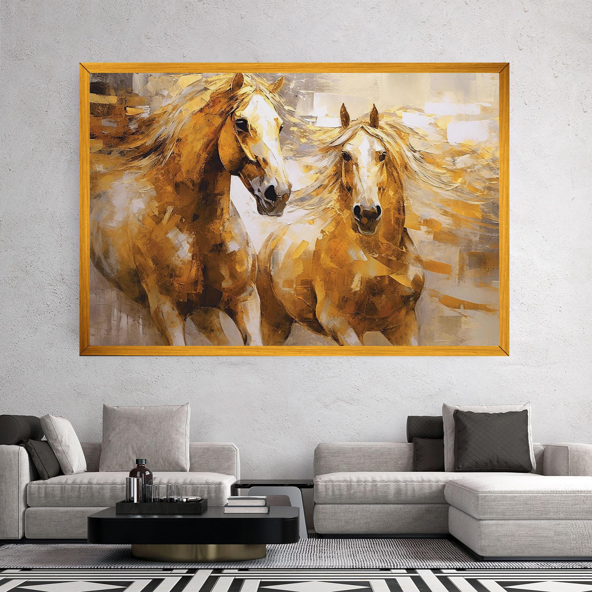 Vászonkép Golden Brown Horses mockup 2
