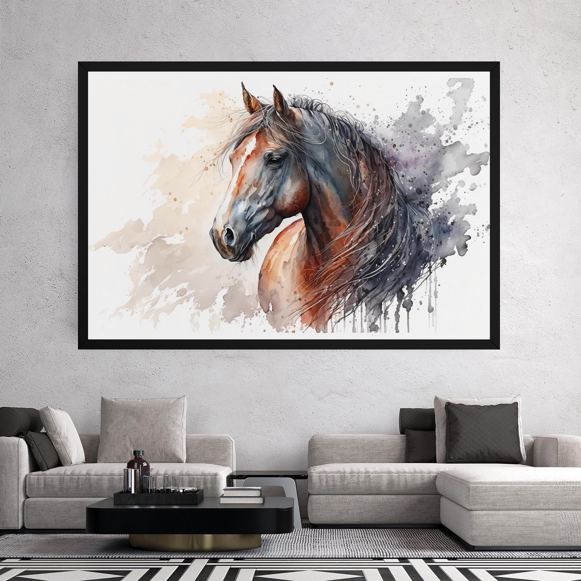 Vászonkép Black Brown Horse Painting mockup 2