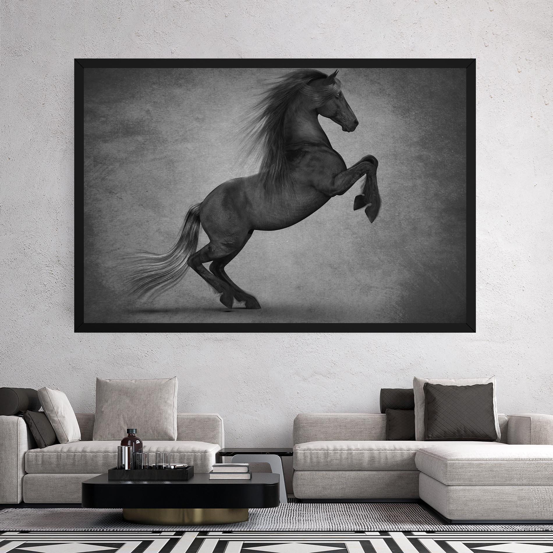 Vászonkép Black Horse Jumping mockup 2