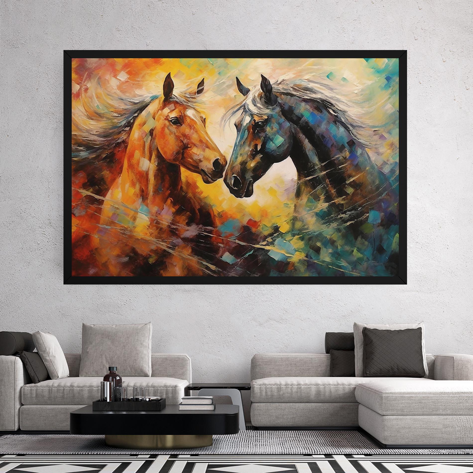 Vászonkép Brown Black Horses mockup 2