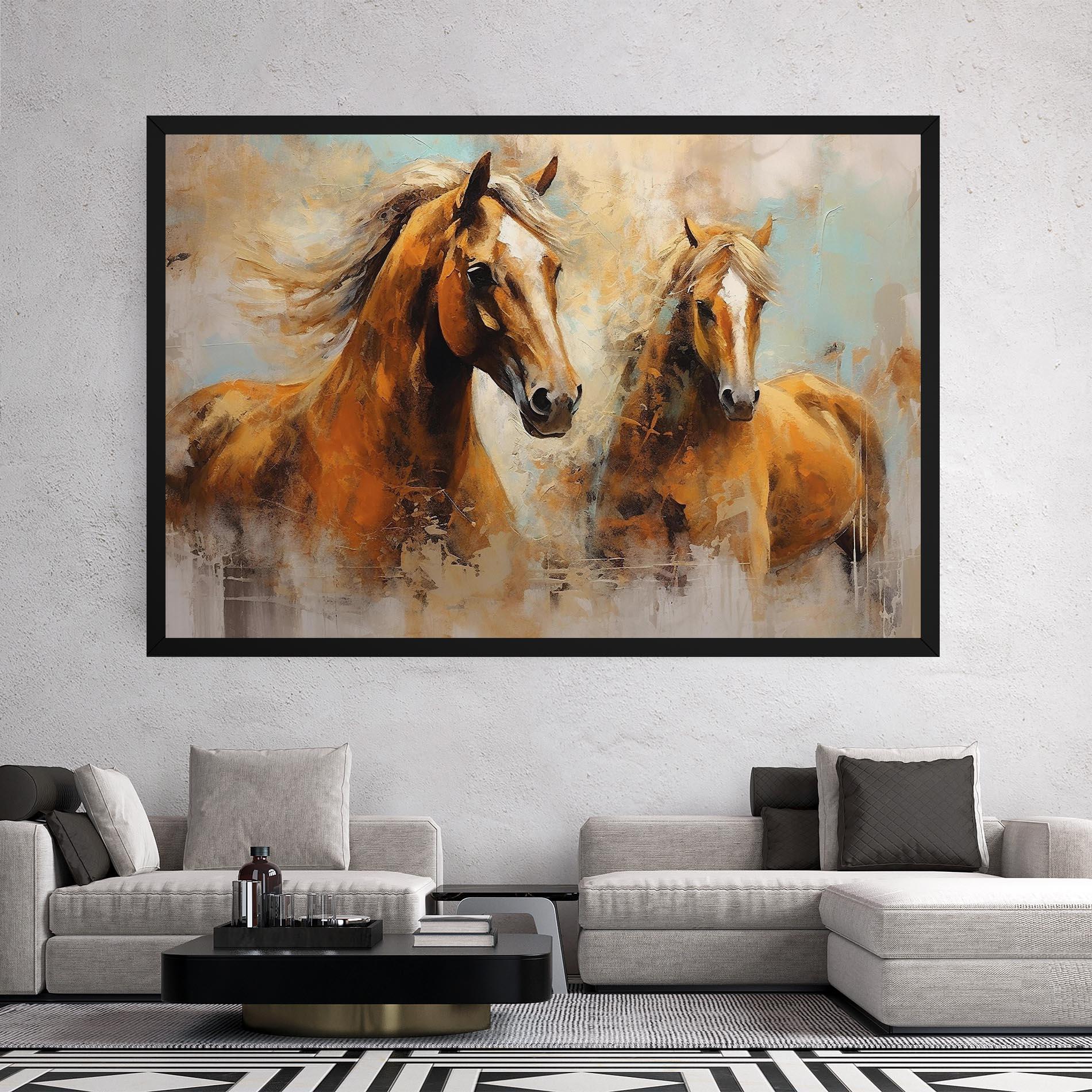 Vászonkép Brown Horses Staying mockup 2