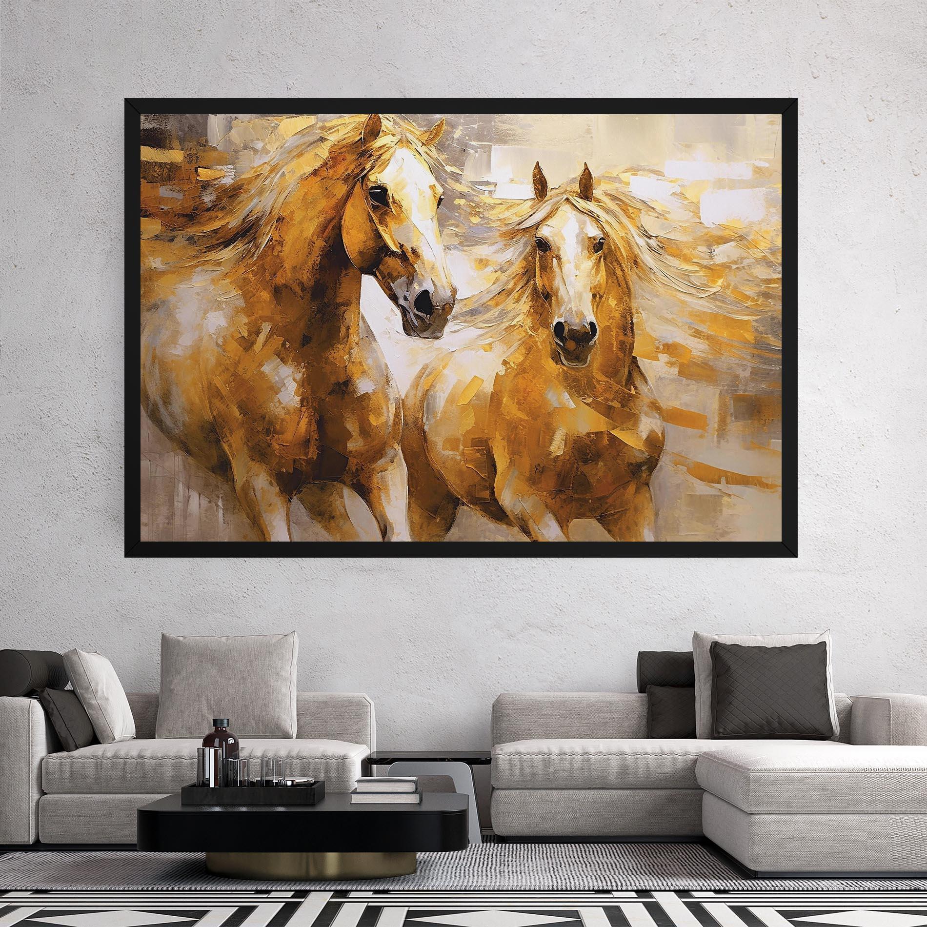 Vászonkép Golden Brown Horses mockup 2