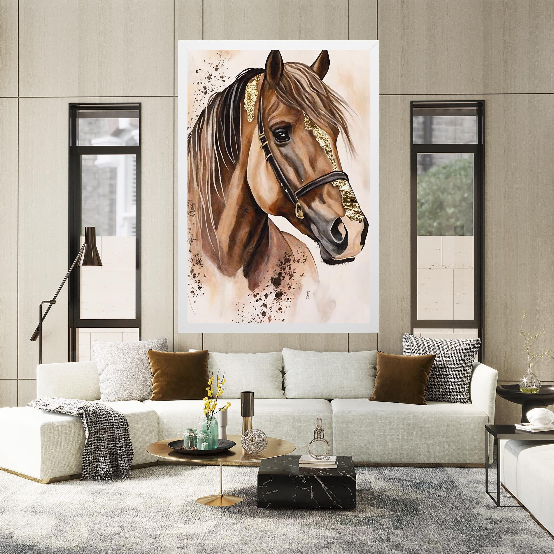 Vászonkép Gold Horse Painting mockup 2