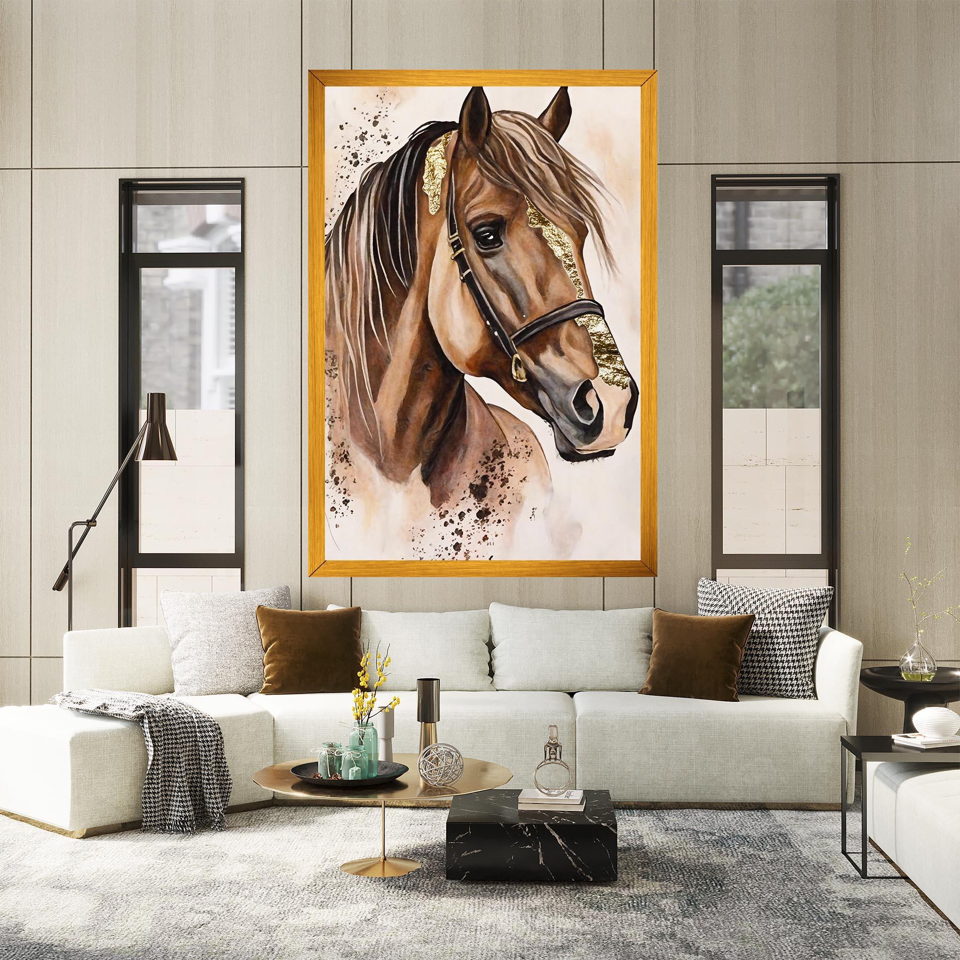 Vászonkép Gold Horse Painting mockup 2