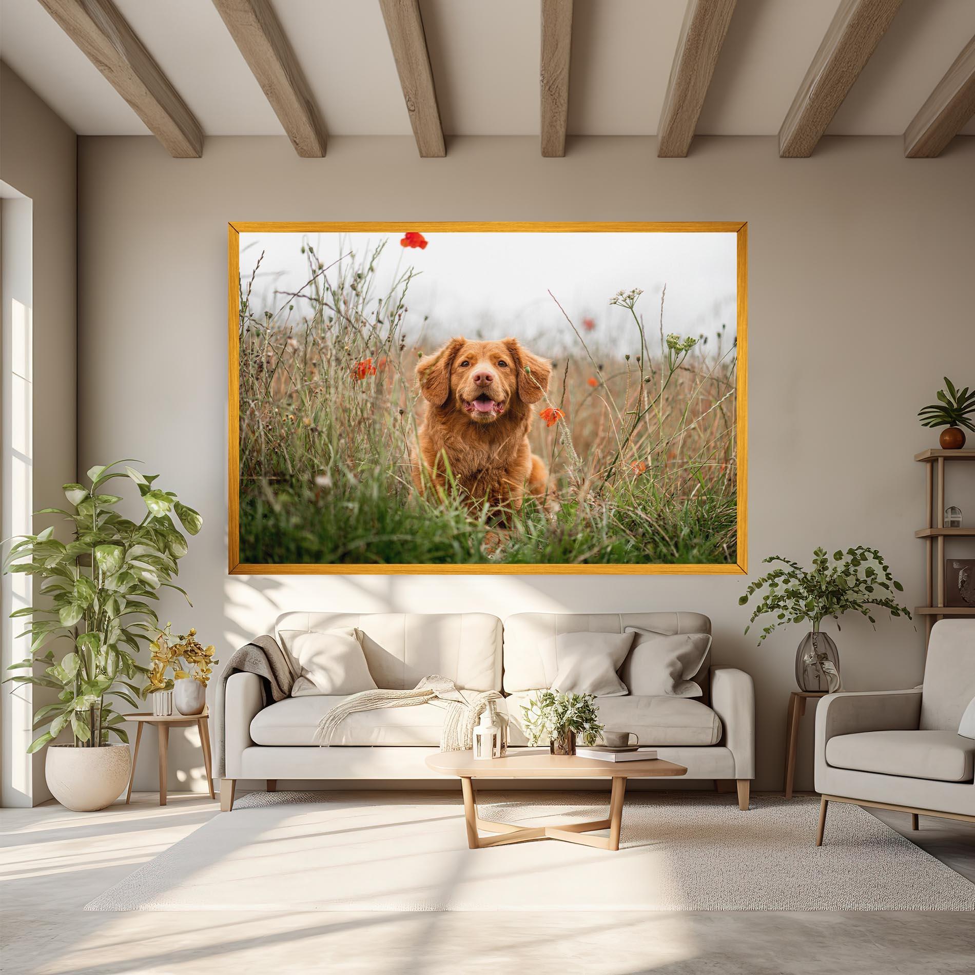 Vászonkép Red Flowers Dog mockup 6