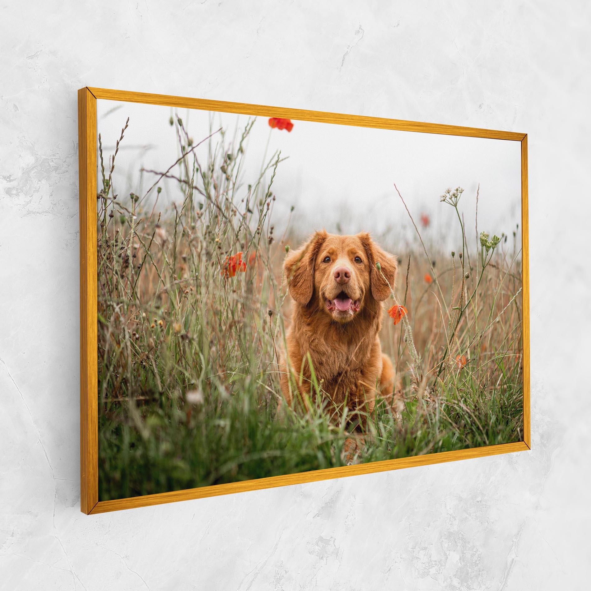 Vászonkép Red Flowers Dog mockup 1
