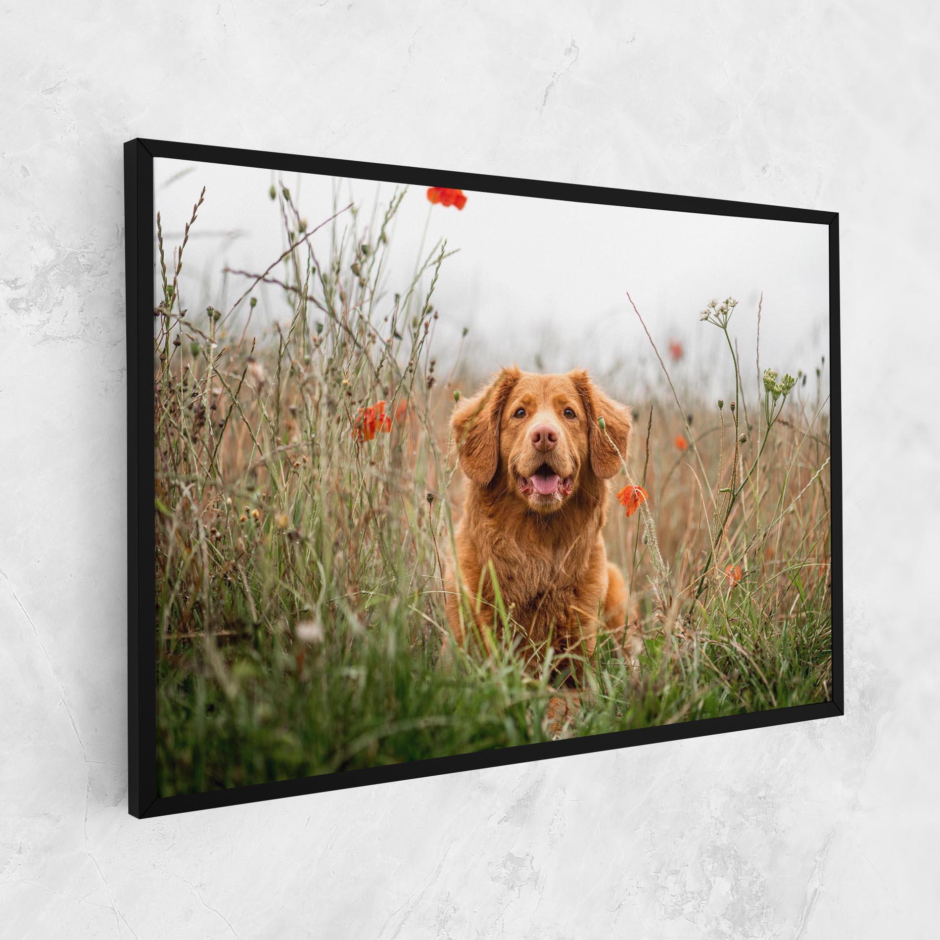 Vászonkép Red Flowers Dog mockup 1