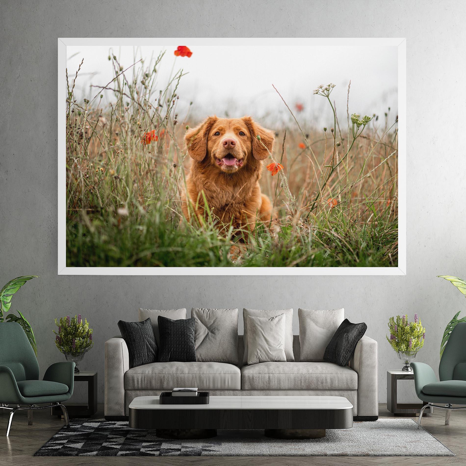 Vászonkép Red Flowers Dog mockup 7