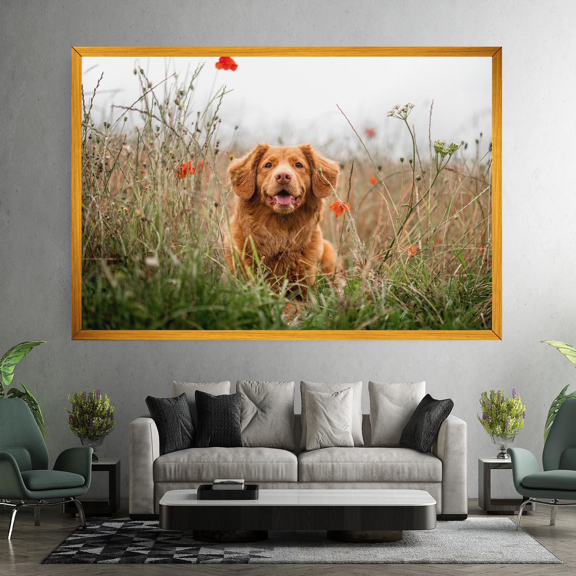 Vászonkép Red Flowers Dog mockup 7