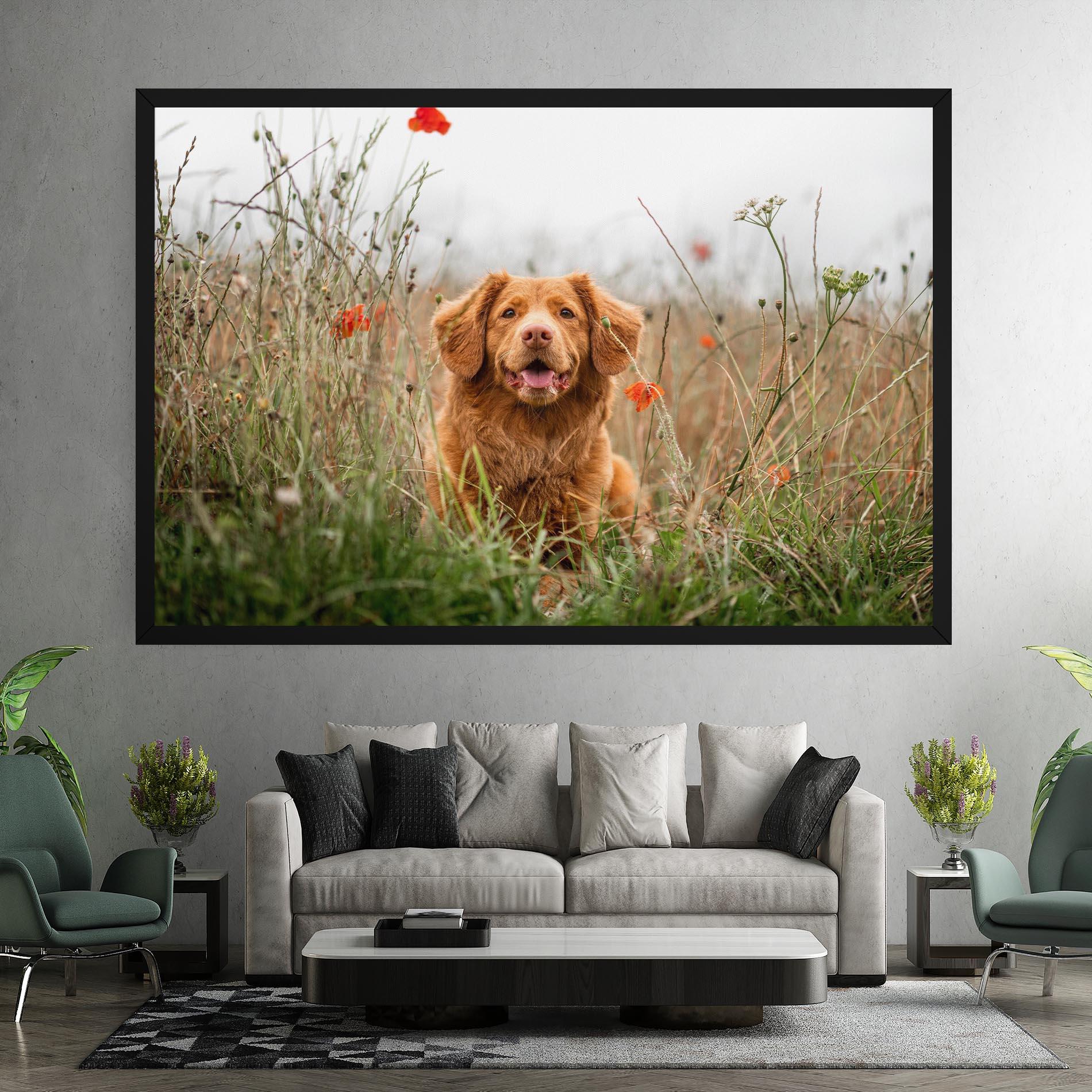 Vászonkép Red Flowers Dog mockup 7