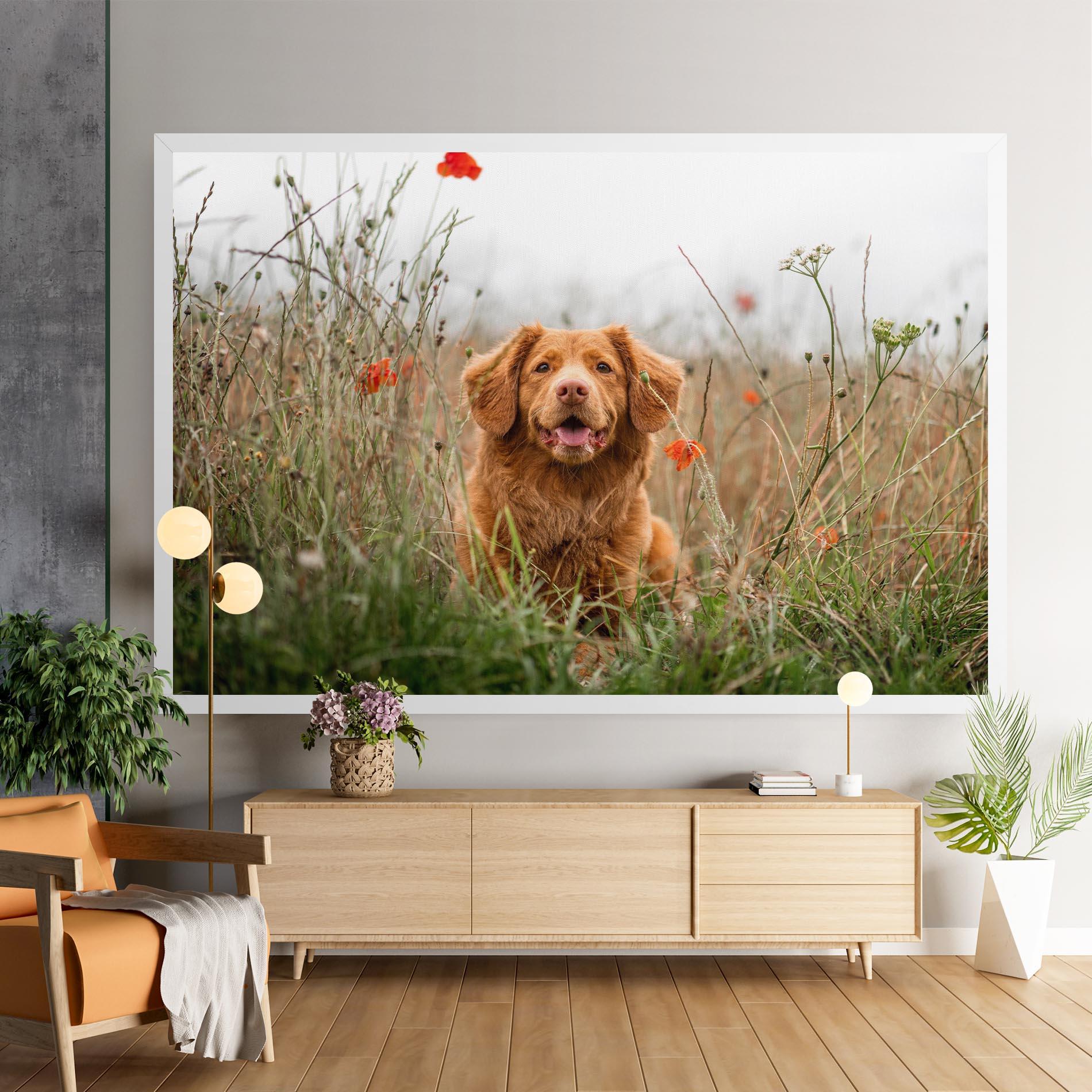 Vászonkép Red Flowers Dog mockup 9