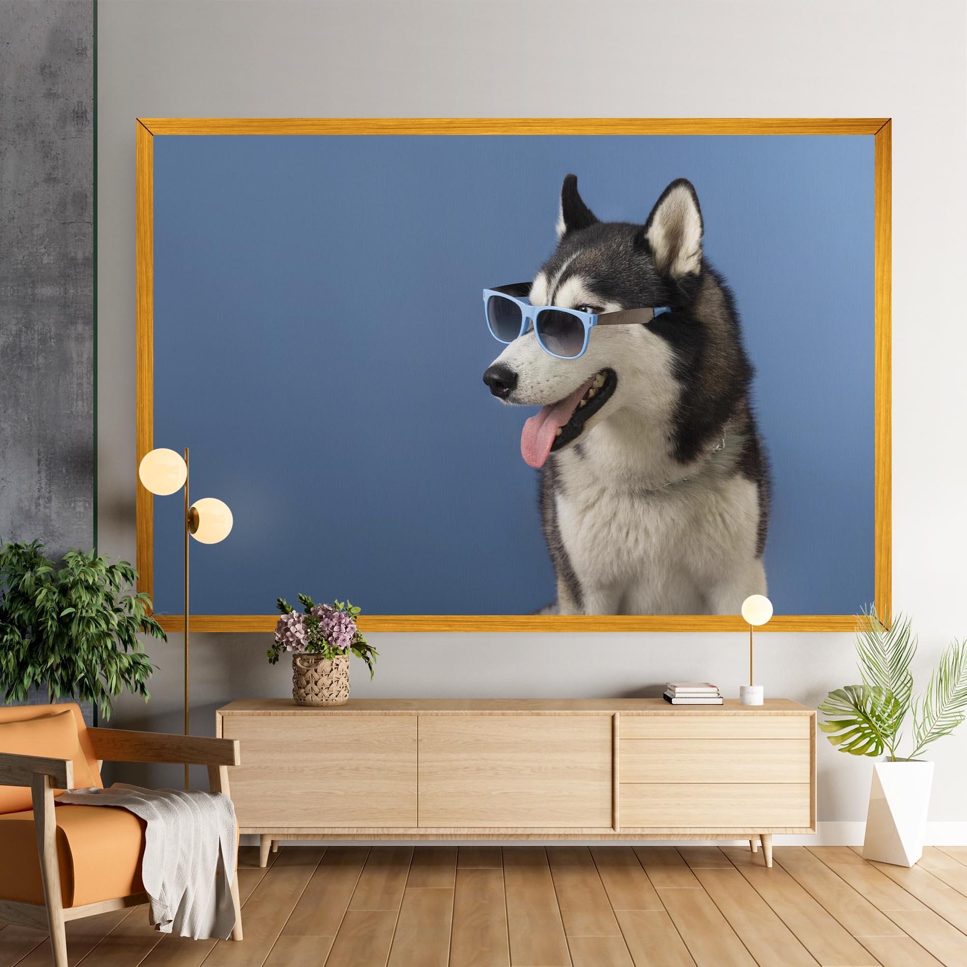 Vászonkép Blue Glasses Dog mockup 9